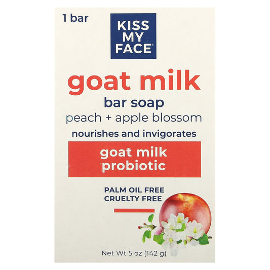 Kiss My Face, Goat Milk Bar Soap, Peach + Apple Blossom, 5 oz (142 g) - Image 1
