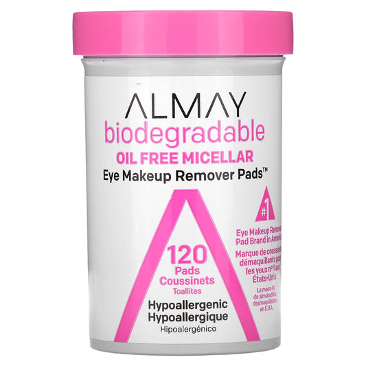 Almay Eye Makeup Remover Pads, Oil Free Micellar, 120 Pads, Sensitive Eyes - Image 1