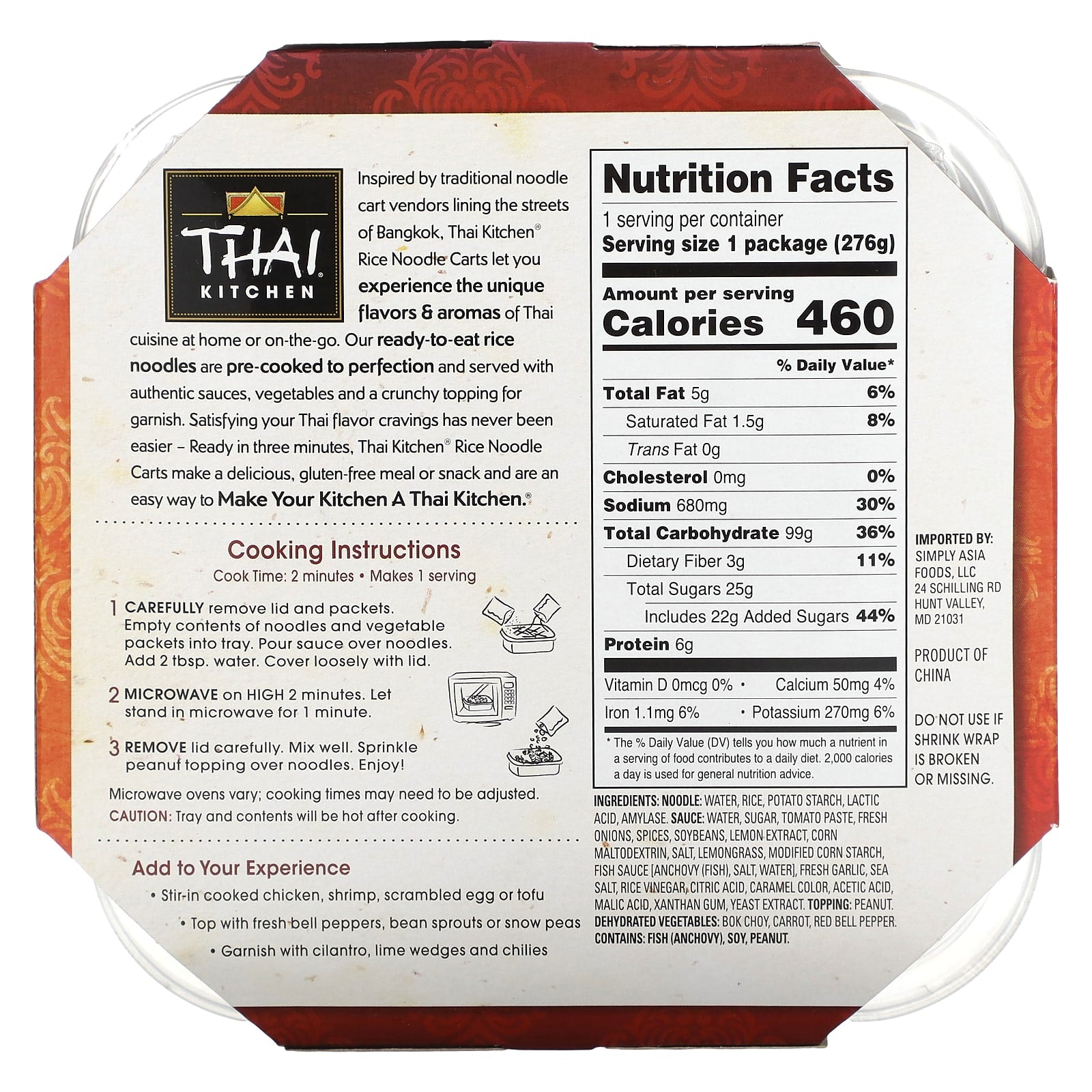 Thai Kitchen, Pad Thai, Rice Noodle Cart, Medium, 9.77 oz (276 g) - Image 2
