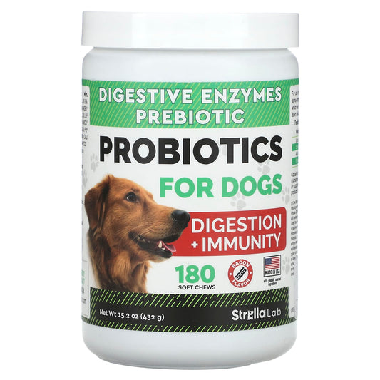 StrellaLab, Probiotics, For Dogs, Bacon, 180 Soft Chews, 15.2 oz (432 g) - Image 1