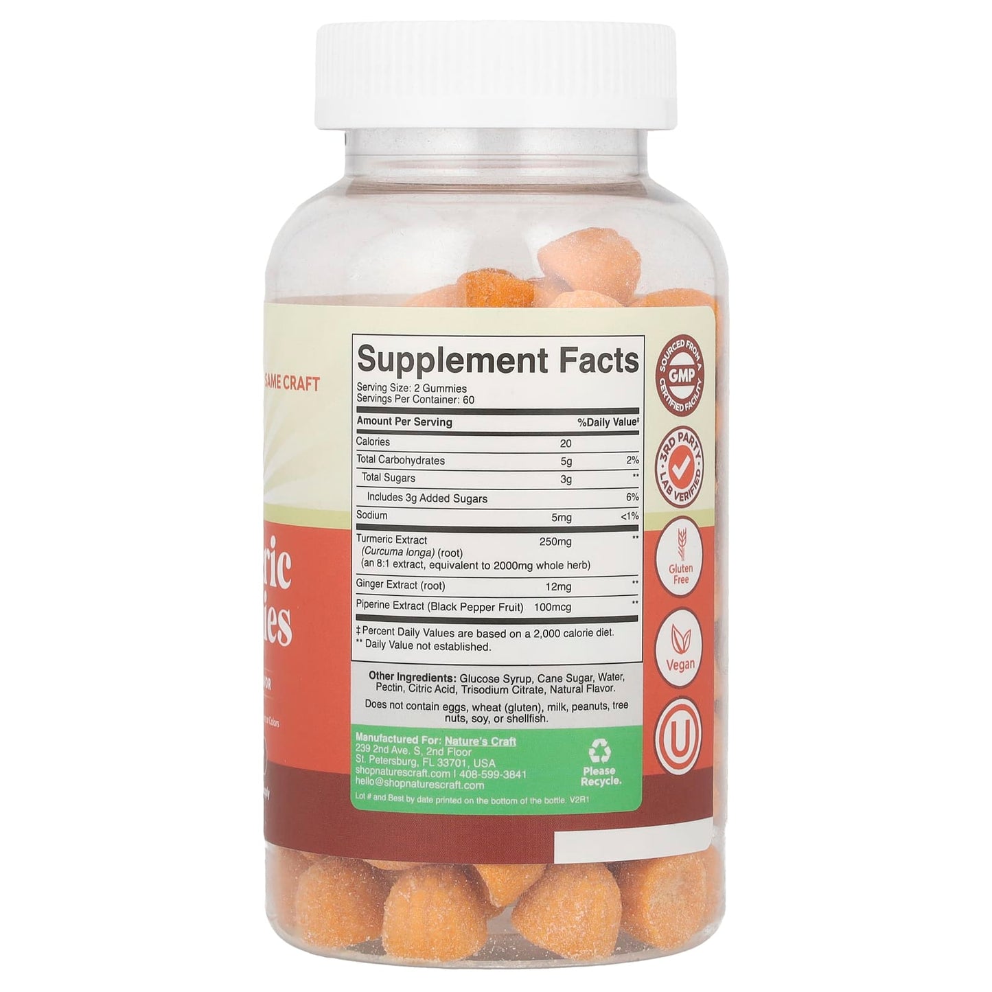 Nature's Craft, Turmeric Gummies, Peach, 120 Gummies - Image 2