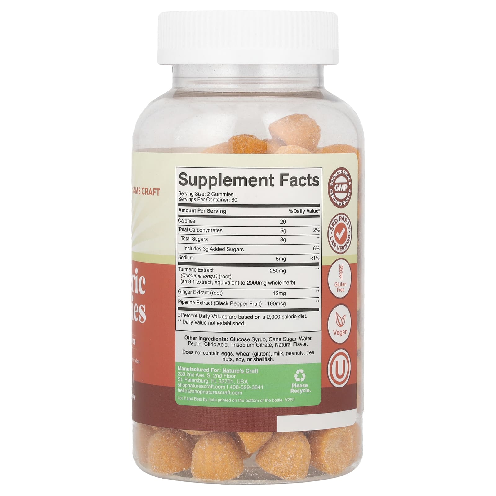 Nature's Craft, Turmeric Gummies, Peach, 120 Gummies - Image 2