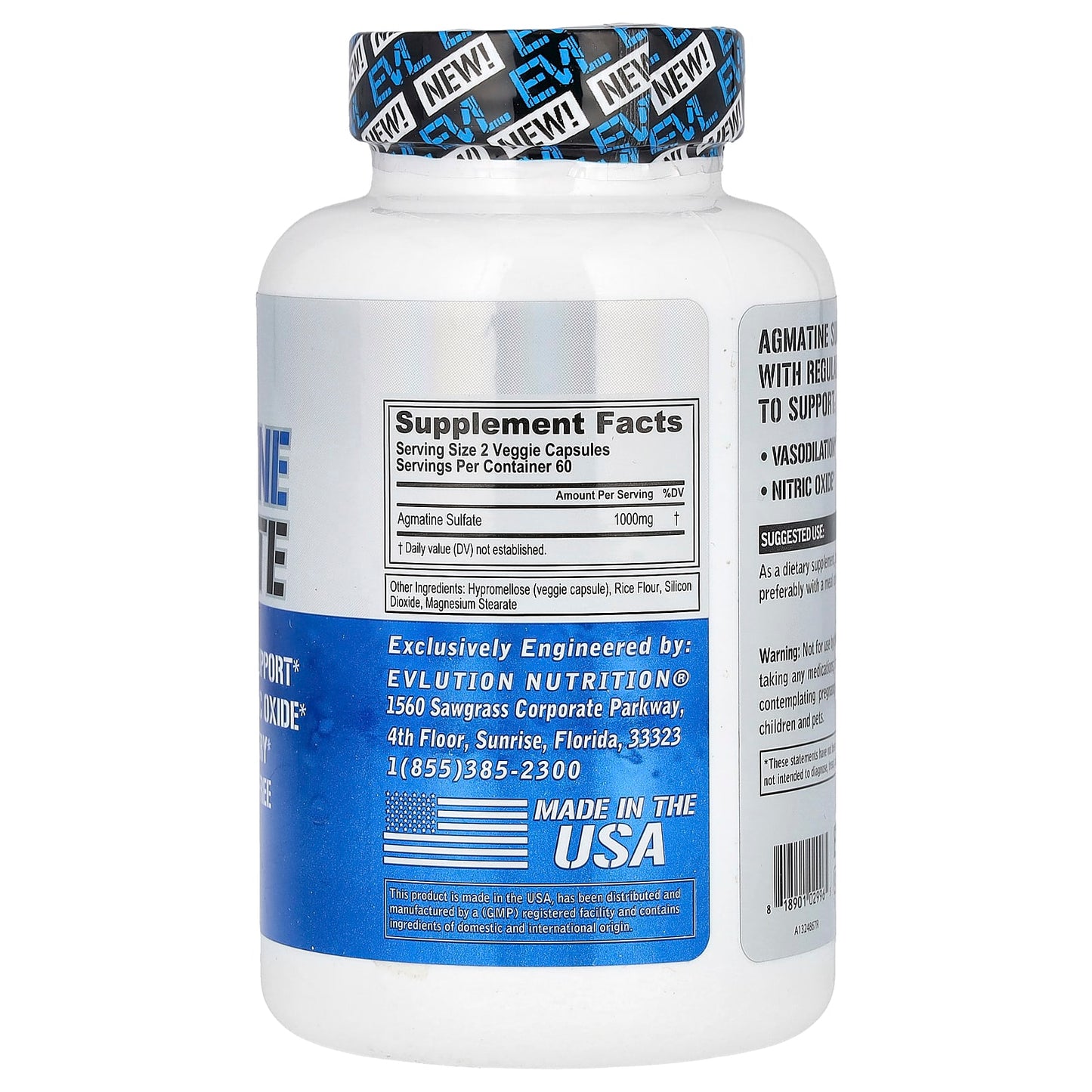 EVLution Nutrition Agmatine Sulfate 120 Veggie Capsules for Nitric Oxide Boost - Image 2
