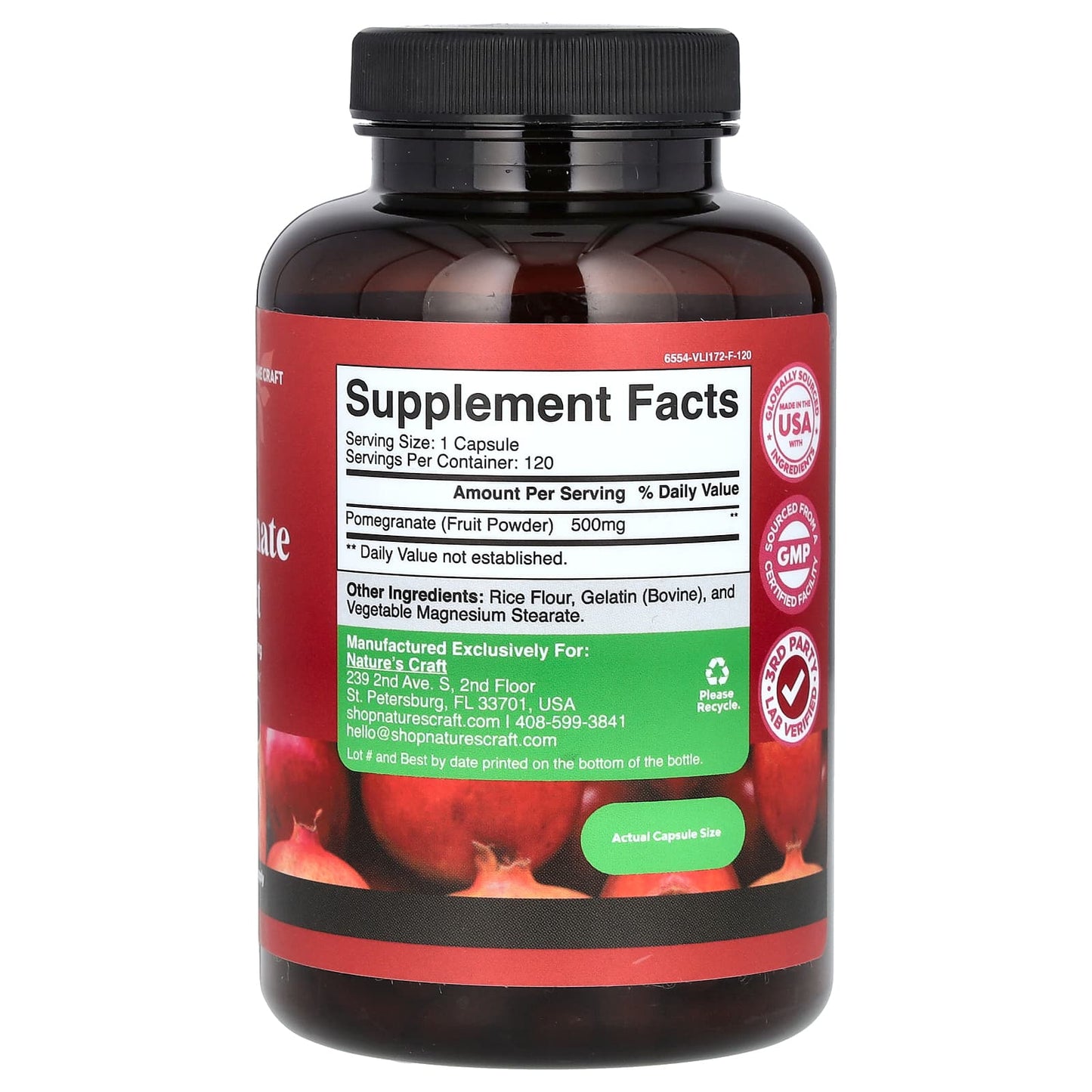 Nature's Craft, Pomegranate Extract , 500 mg , 120 Capsules - Image 2