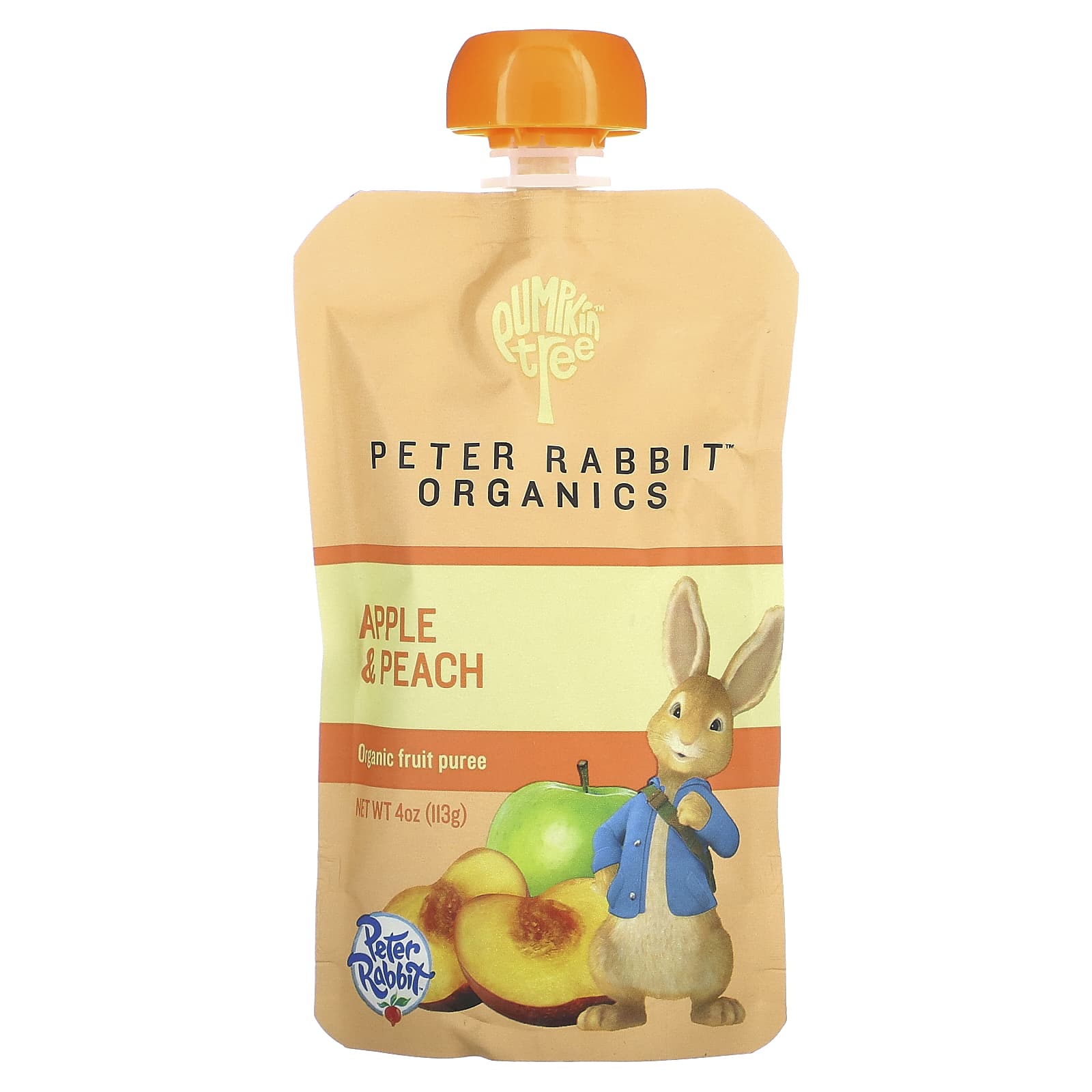 Pumpkin Tree Organics, Peter Rabbit Organics, Organic Fruit Puree, Apple & Peach, 4 oz (113 g) - Image 1