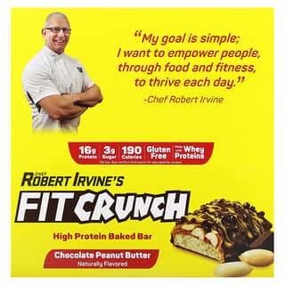 High Protein Baked Bar by FITCRUNCH - Chocolate Peanut Butter, 9 Bars