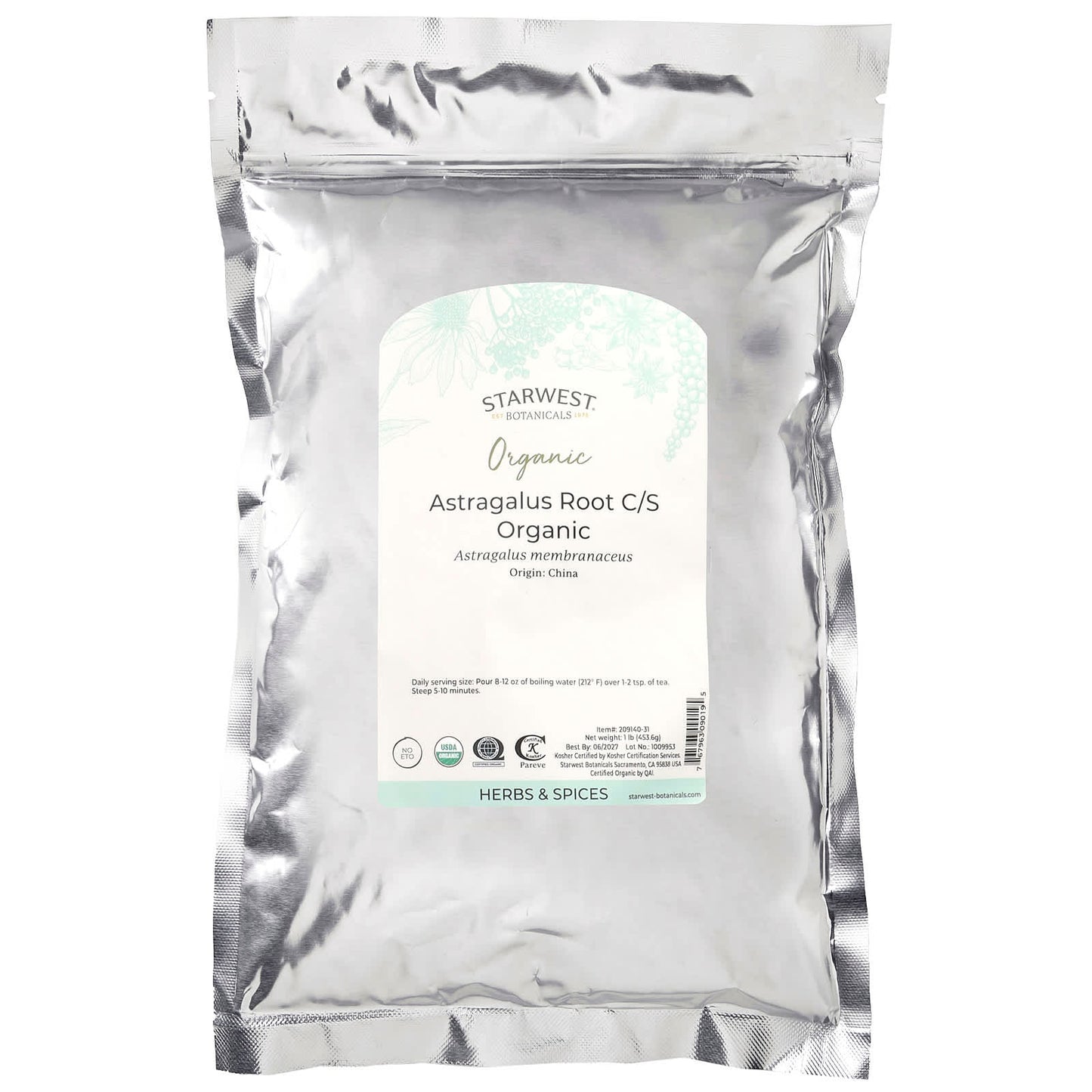 Starwest Botanicals, Organic Astragalus Root C/S, 1 lb (453.6 g) - Image 2