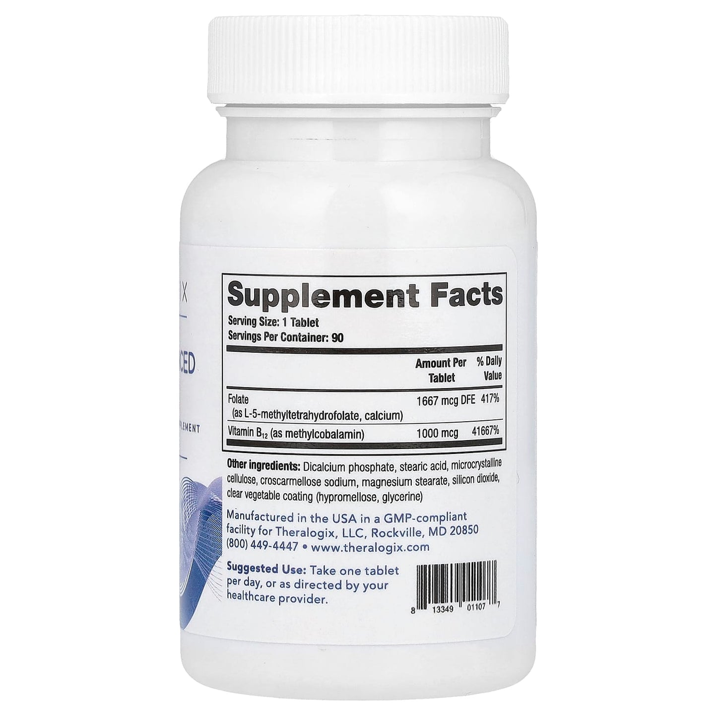 Theralogix, MTX Advanced Support®, Folate & Vitamin B12 Supplement, 90 Tablets - Image 2