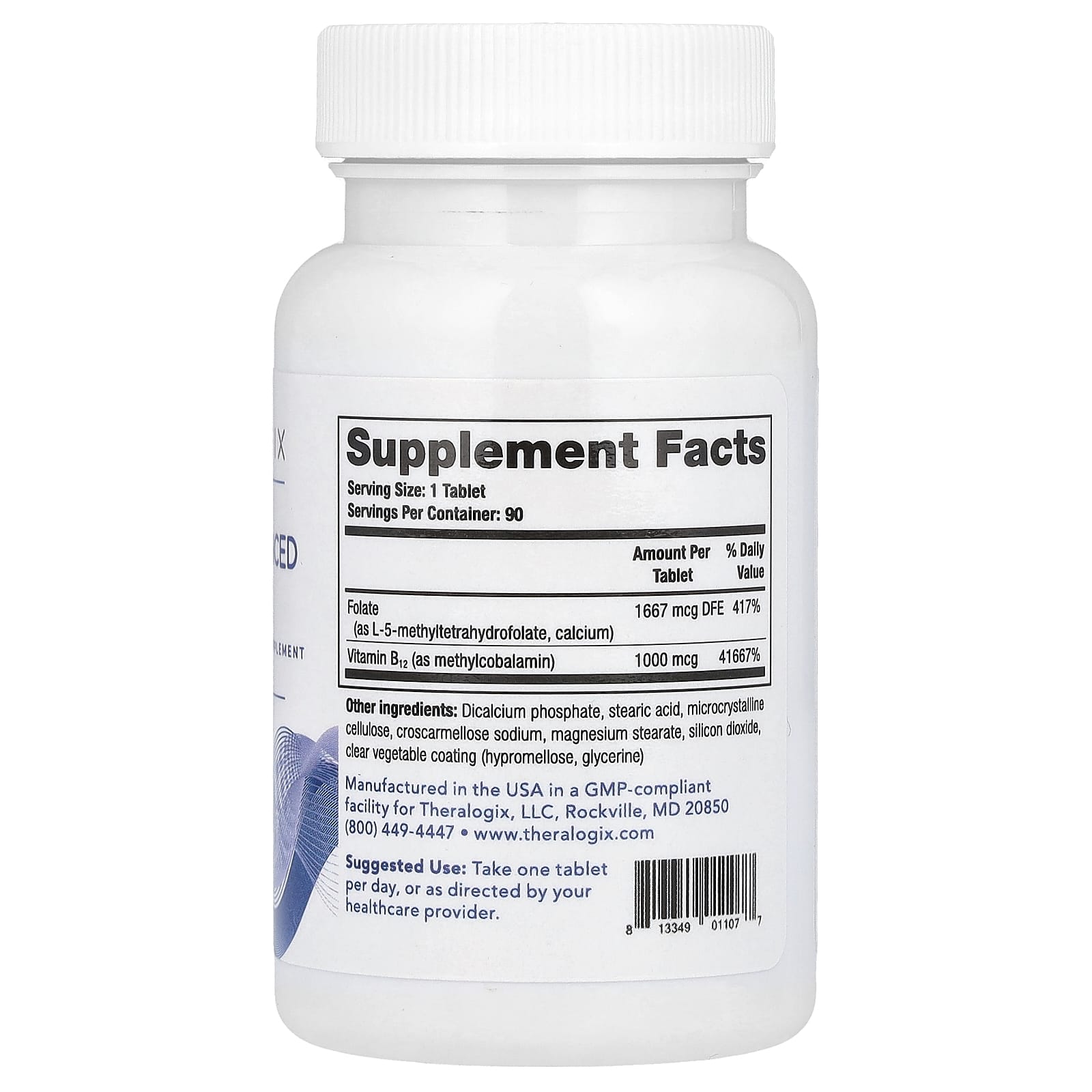 Theralogix, MTX Advanced Support®, Folate & Vitamin B12 Supplement, 90 Tablets - Image 2