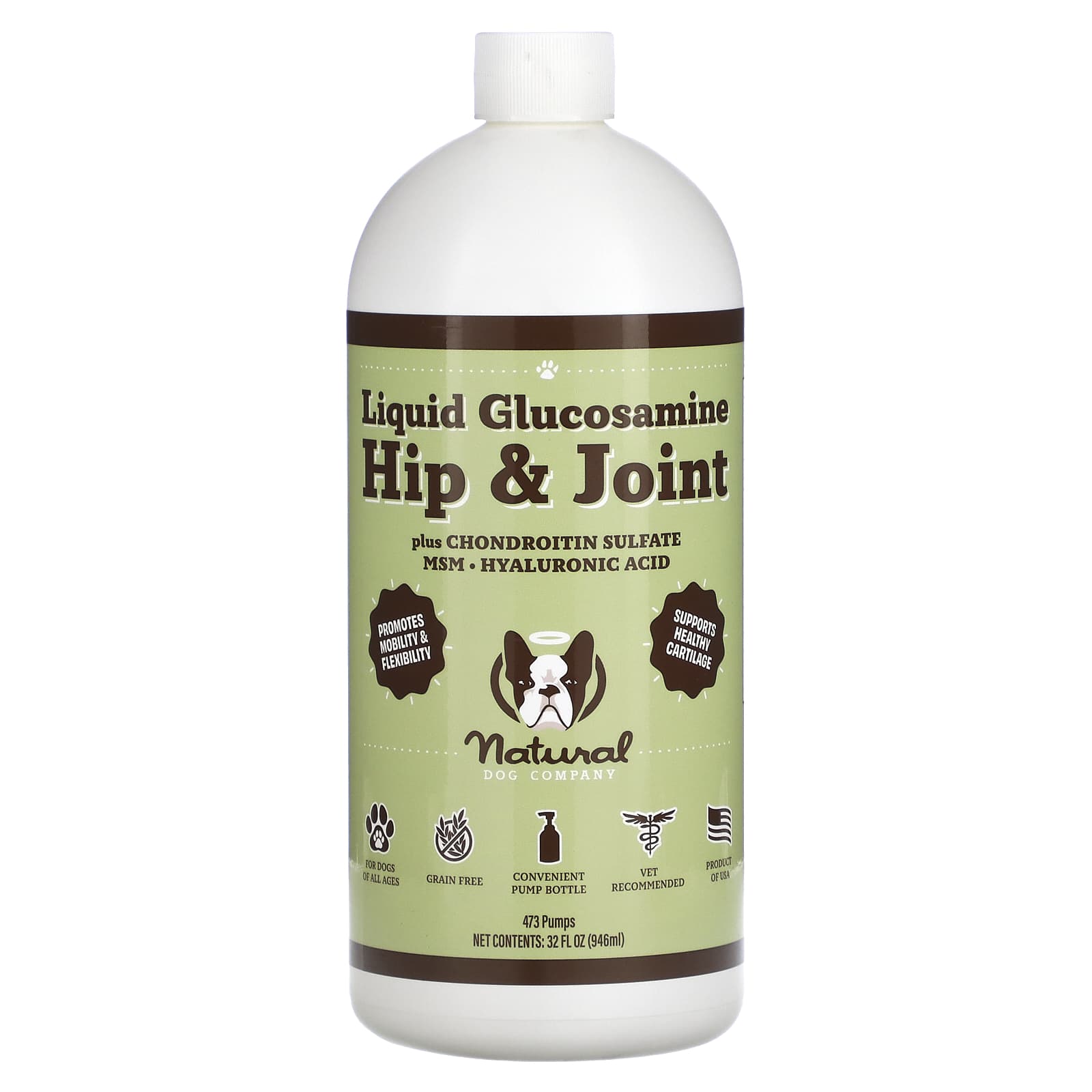 Natural Dog Company, Hip & Joint Liquid Glucosamine, For Dogs, All Ages, 32 fl oz (946 ml)