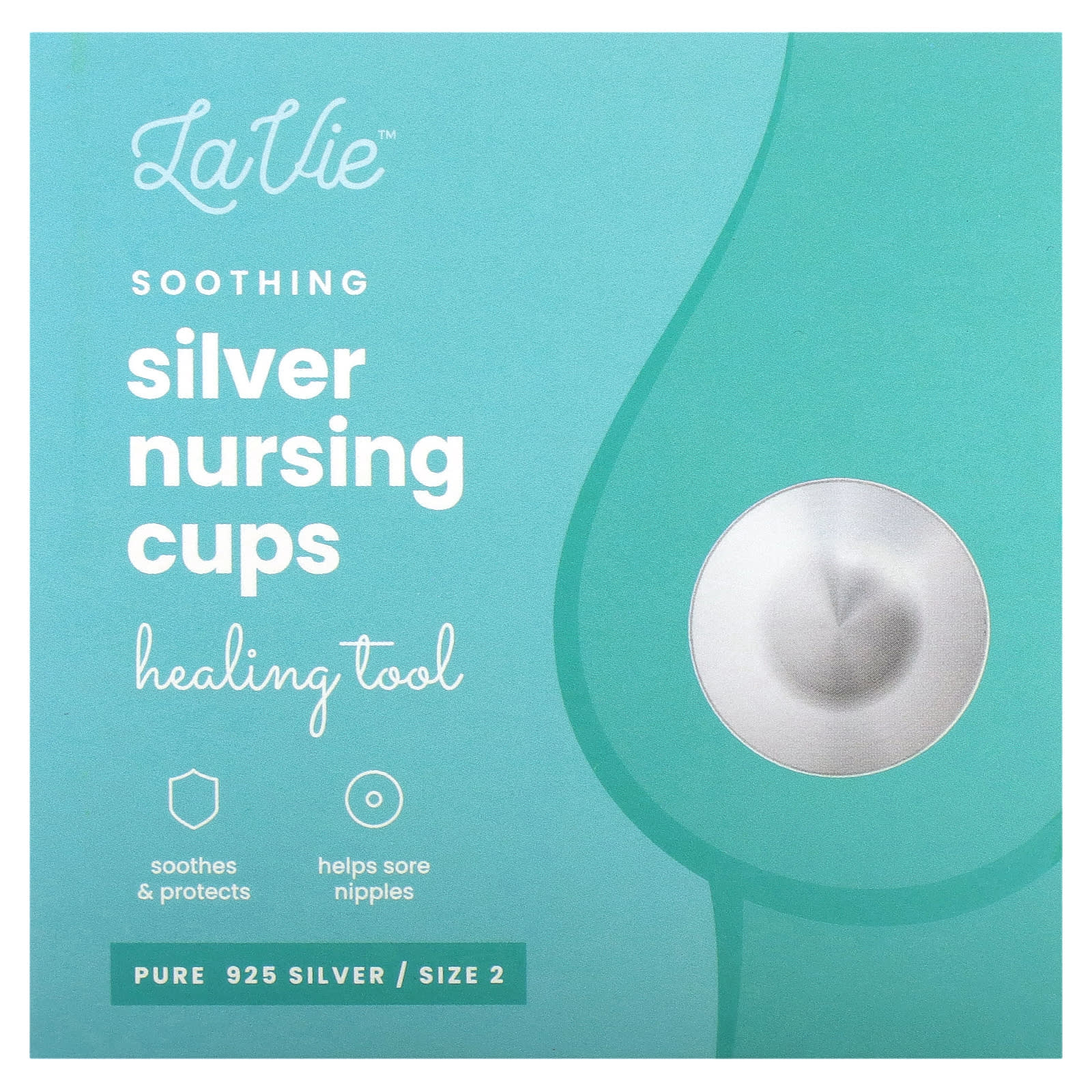 LaVie, Soothing Silver Nursing Cups, Healing Tool, Size 2, 3 Piece Set - Image 1