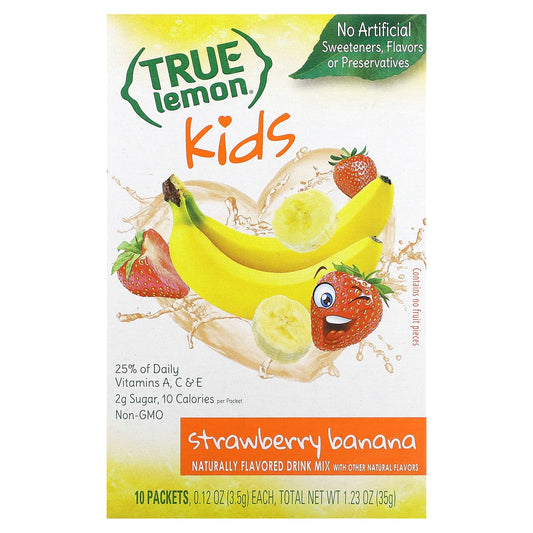 True Citrus, True Lemon, Kids Drink Mix, Strawberry Banana, 10 Packets, 0.12 oz (3.5 g) Each - Image 1