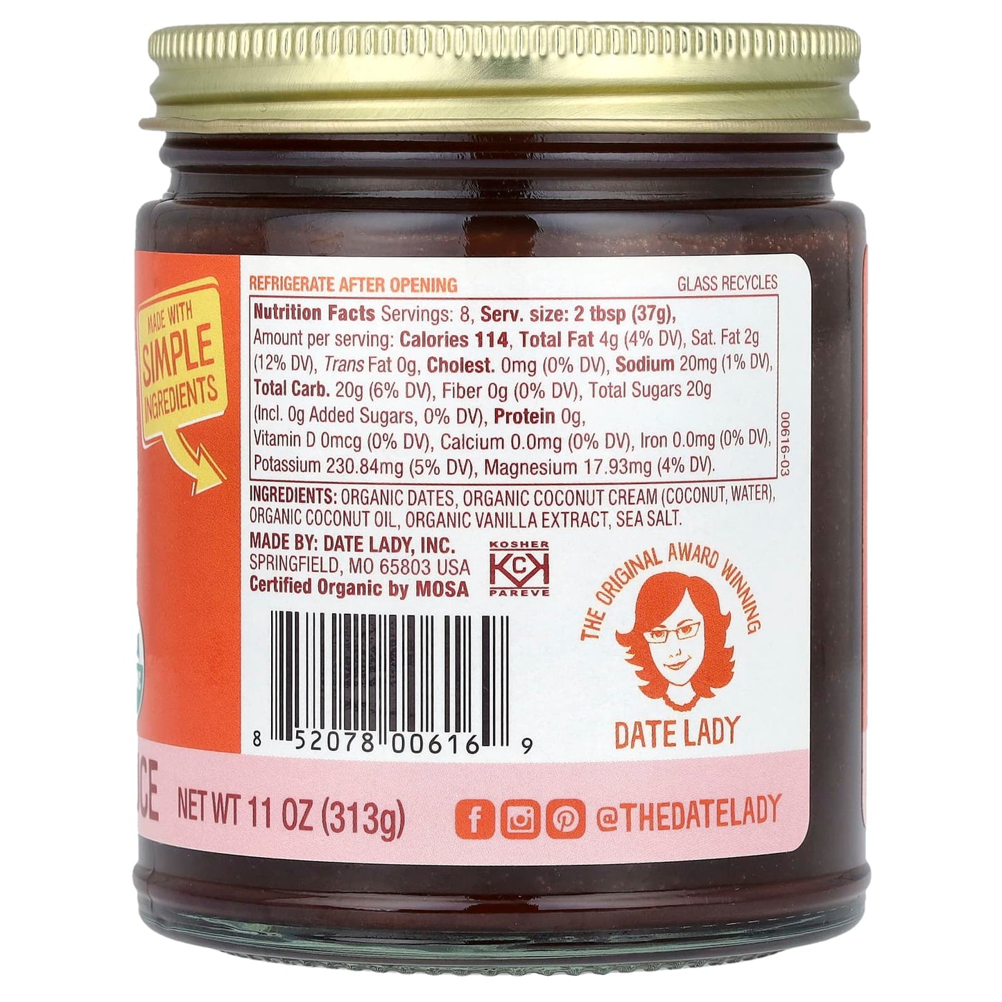 Delicious USDA Organic Date Lady Coconut Sauce - 11 oz - Image 2