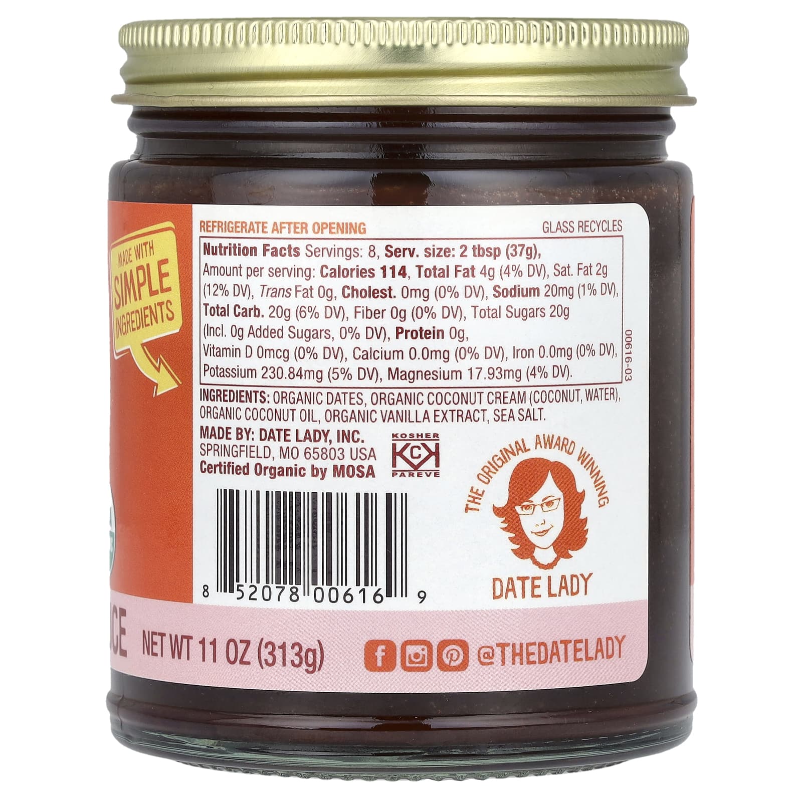 Delicious USDA Organic Date Lady Coconut Sauce - 11 oz - Image 2