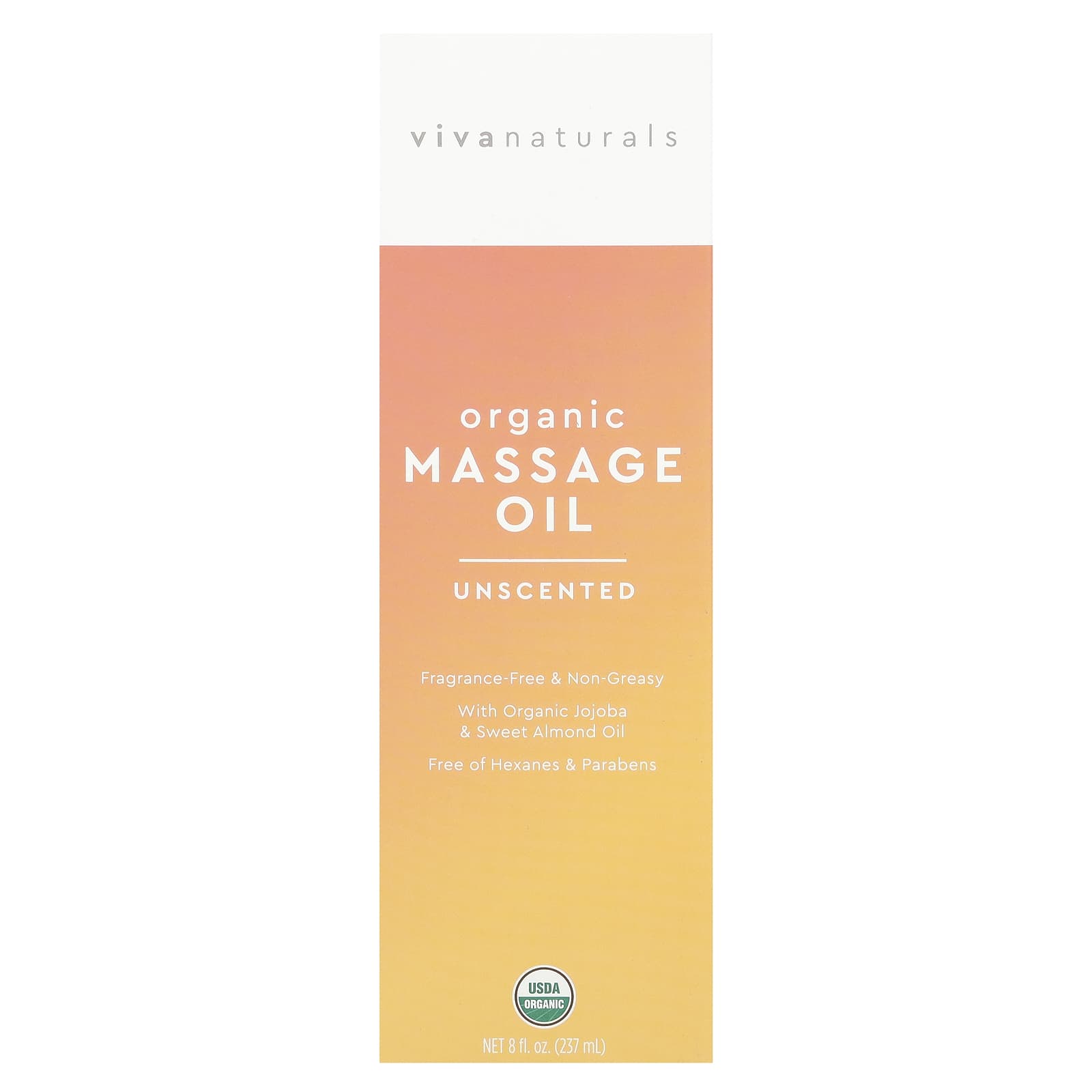 Viva Naturals, Organic Massage Oil, Unscented, 8 fl oz (237 ml) - Image 2