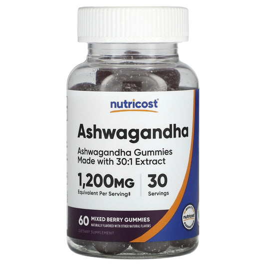 Nutricost, Ashwagandha Gummies, Mixed Berry, 60 Gummies (600 mg per Gummy) - Image 1