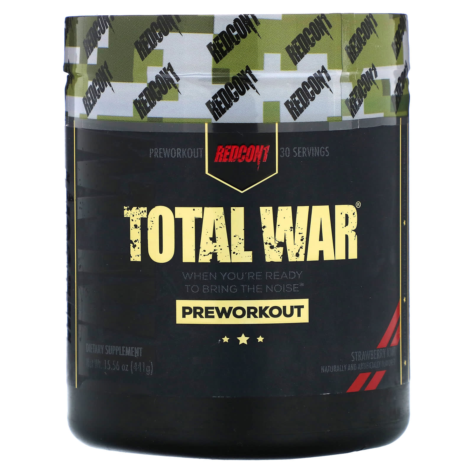 Redcon1, Total War, Preworkout, Strawberry Kiwi, 15.56 oz (441 g) - Image 1
