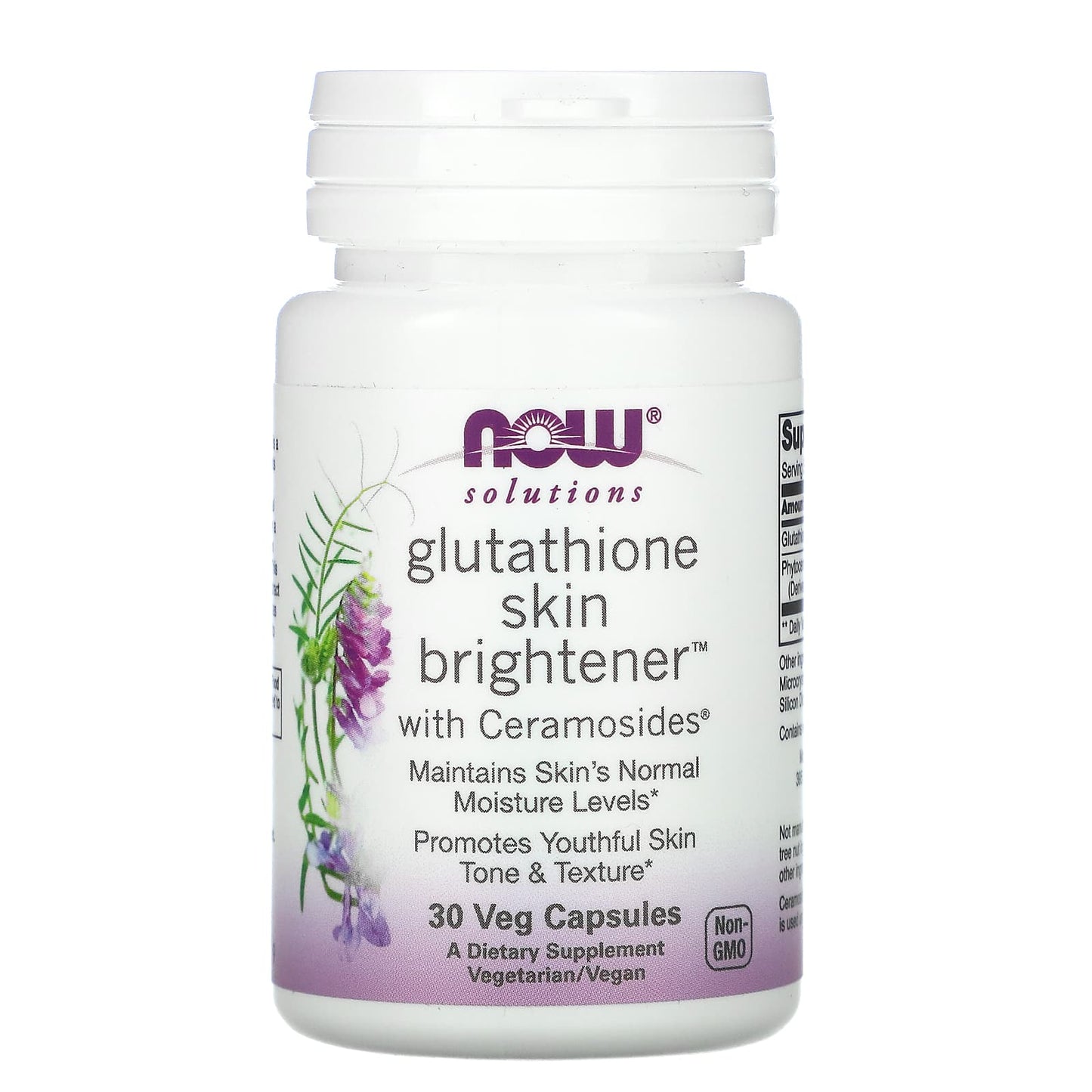 NOW Foods, Solutions, Glutathione Skin Brightener, 30 Veg Capsules - Image 1