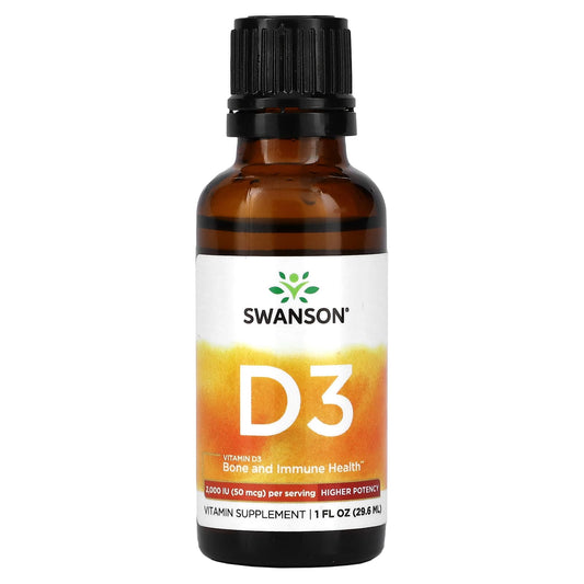 Swanson, Vitamin D3, Higher Potency, 50 mcg (2,000 IU), 1 fl oz (29.6 ml) - Image 1