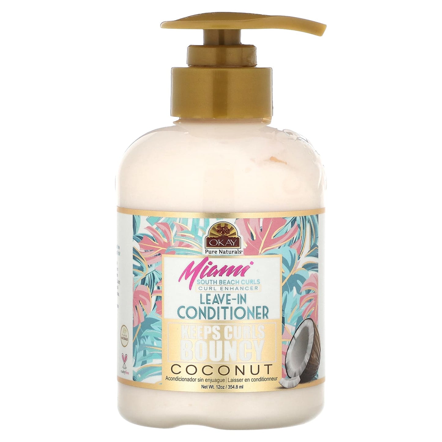 Okay Pure Naturals, Miami South Beach Curls, Coconut Curl Enhancer Leave in Conditioner, 12 oz (354.8 ml) - Image 1