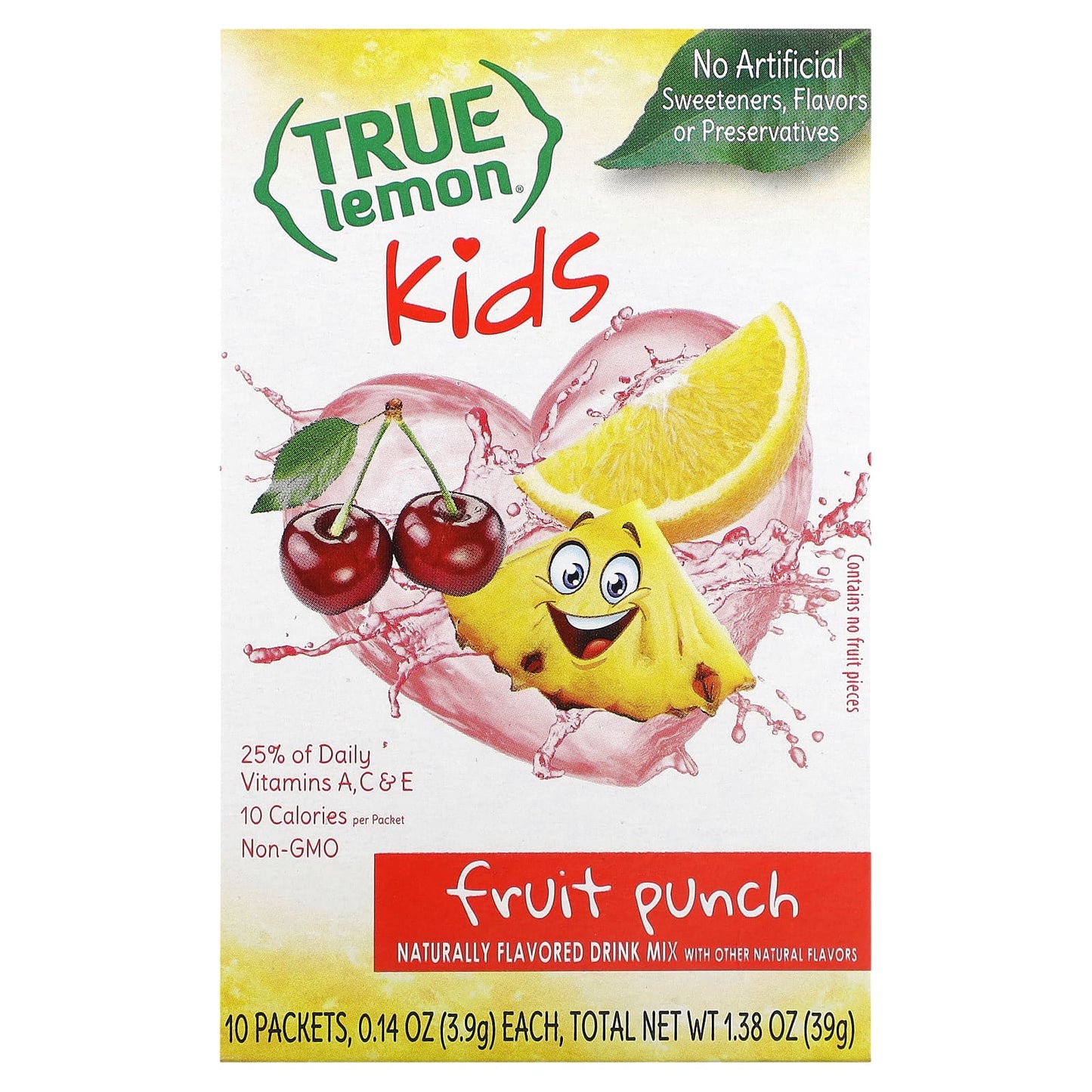 True Citrus, True Lemon, Kids Drink Mix, Fruit Punch, 10 Packets 0.14 oz (3.9 g) Each - Image 1