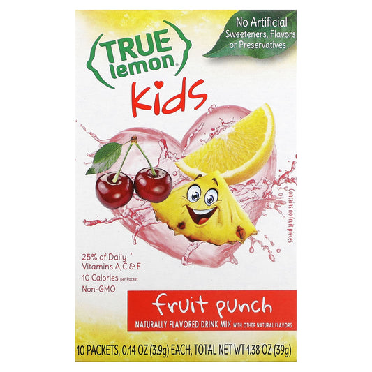 True Citrus, True Lemon, Kids Drink Mix, Fruit Punch, 10 Packets 0.14 oz (3.9 g) Each - Image 1