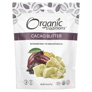 Certified Organic Cacao Butter by Organic Traditions, 8 oz