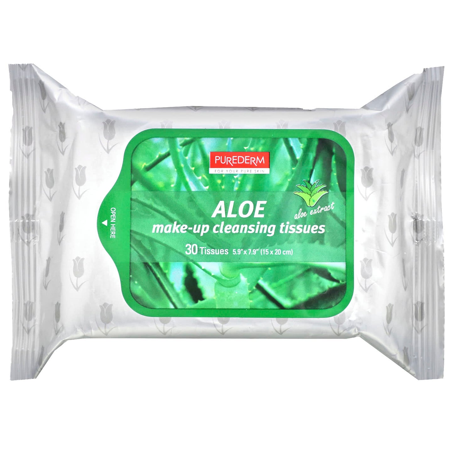 Purederm, Make-Up Cleansing Tissues, Aloe, 30 Tissues - Image 1