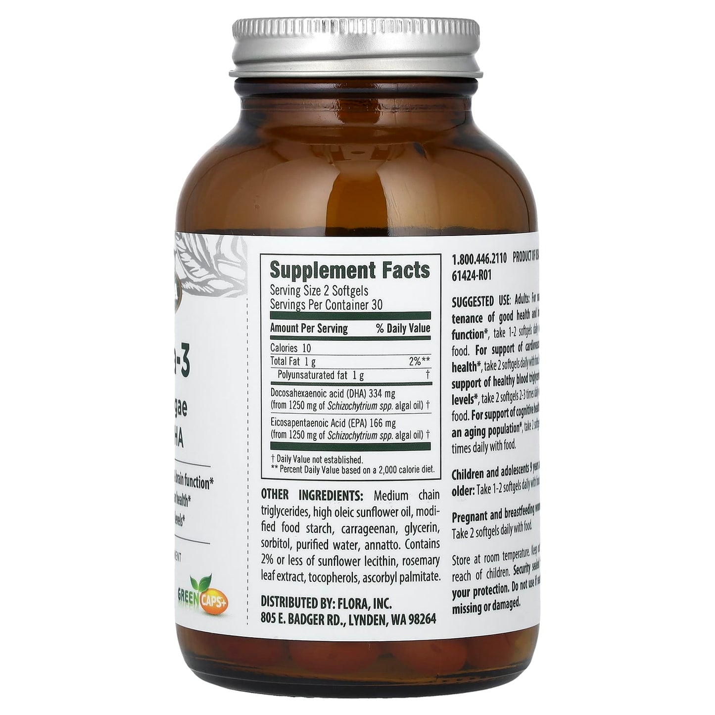 Flora Omega-3 Vegan Algae EPA & DHA Softgels for Brain & Heart Health - Image 2