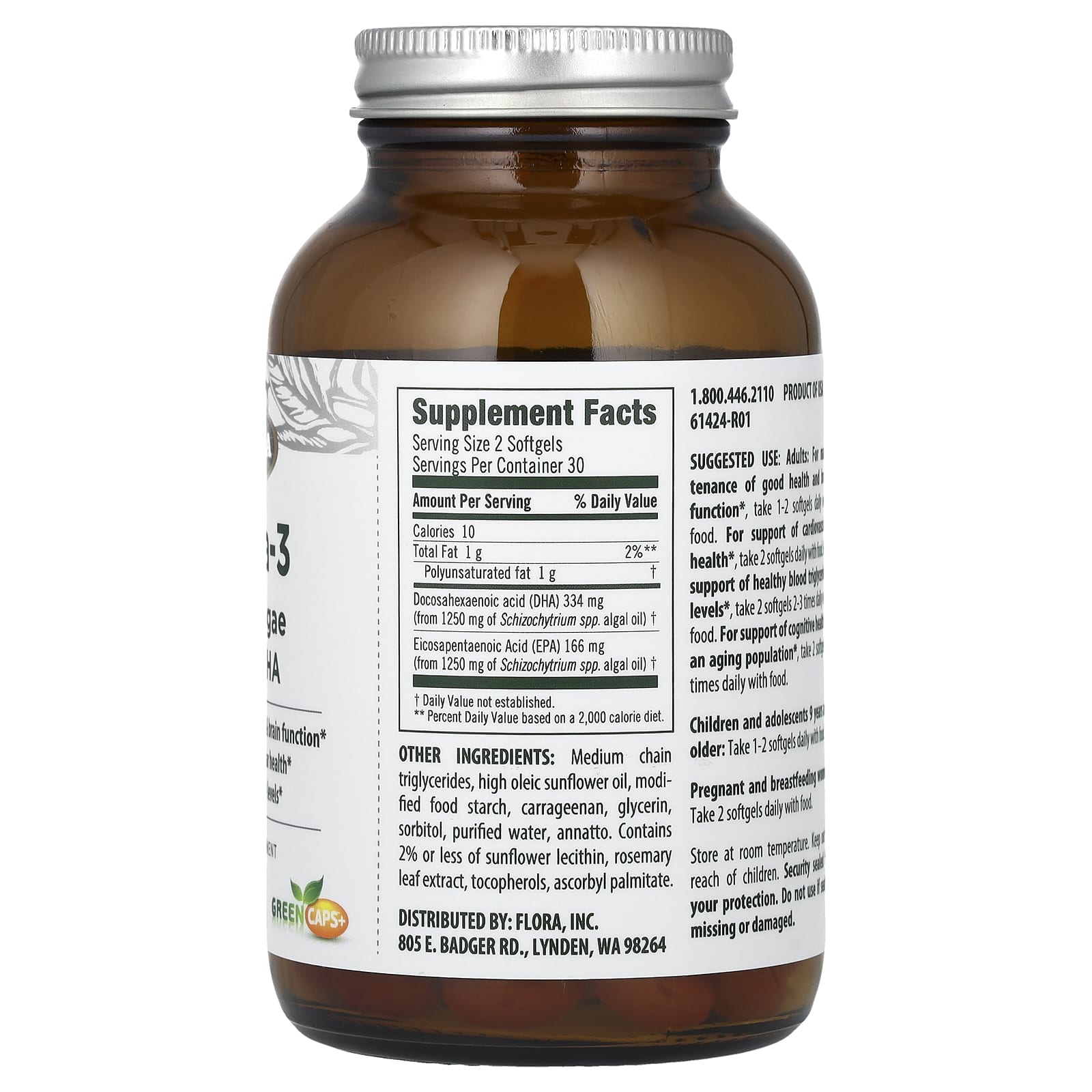 Flora Omega-3 Vegan Algae EPA & DHA Softgels for Brain & Heart Health - Image 2