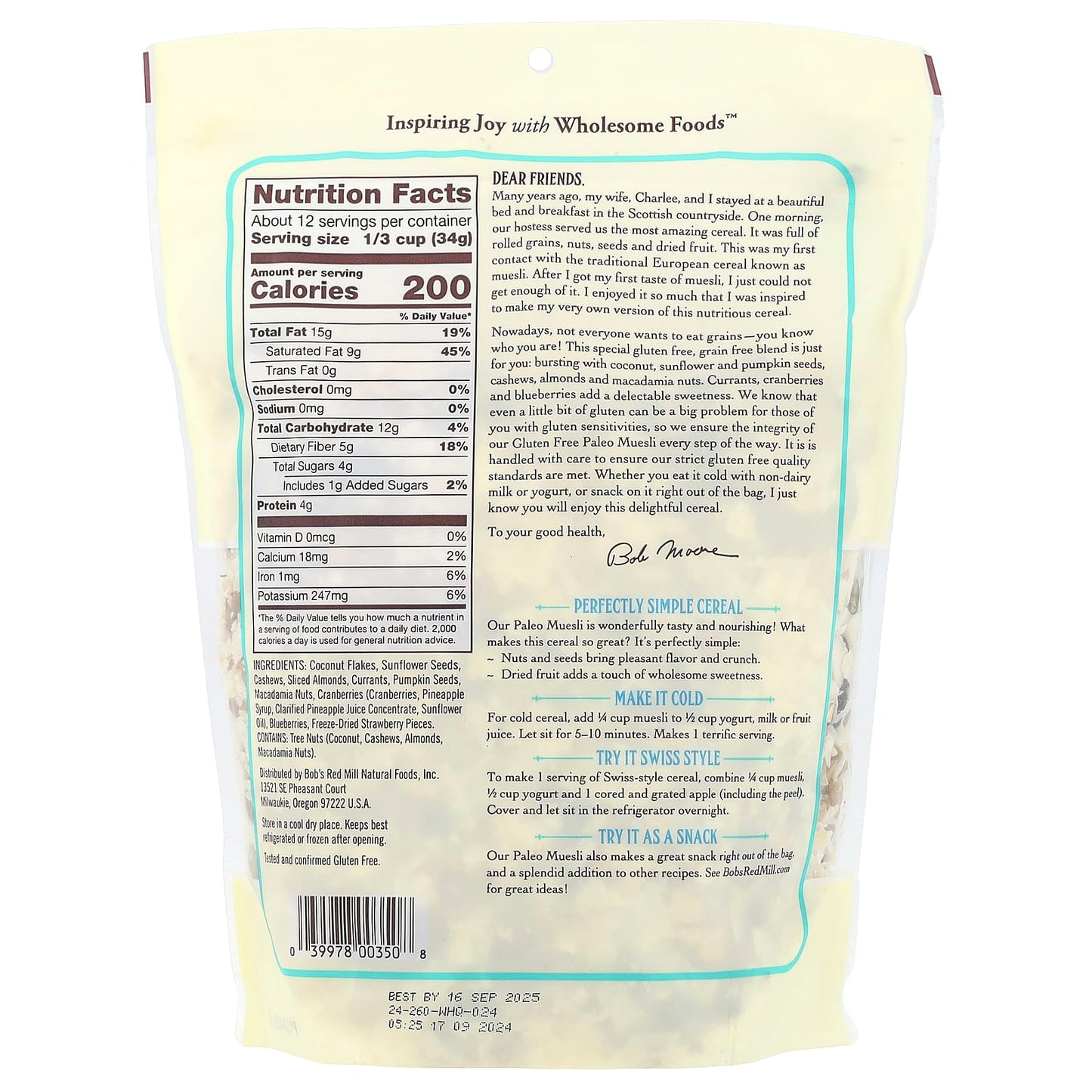 Gluten-Free Paleo Muesli - Cold Cereal by Bob's Red Mill - Image 2