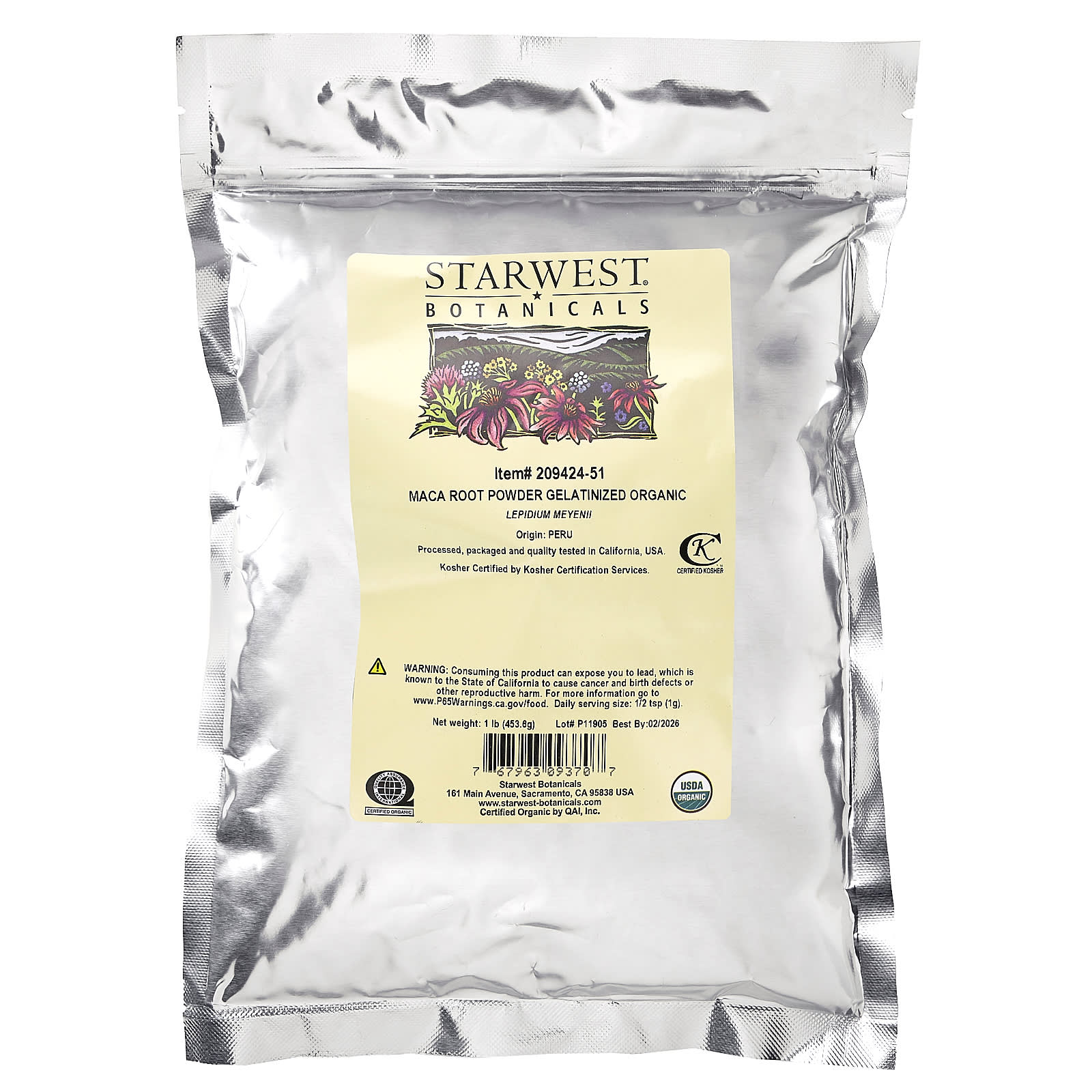 Starwest Botanicals, Organic Maca Root Powder Gelatinized, 1 lb (453.6 g) - Image 2