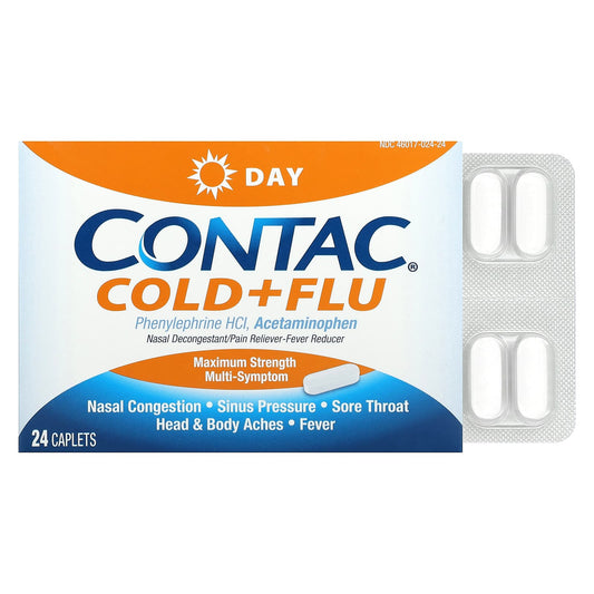 Contac Cold + Flu Day, Maximum Strength, 24 Caplets - Image 1