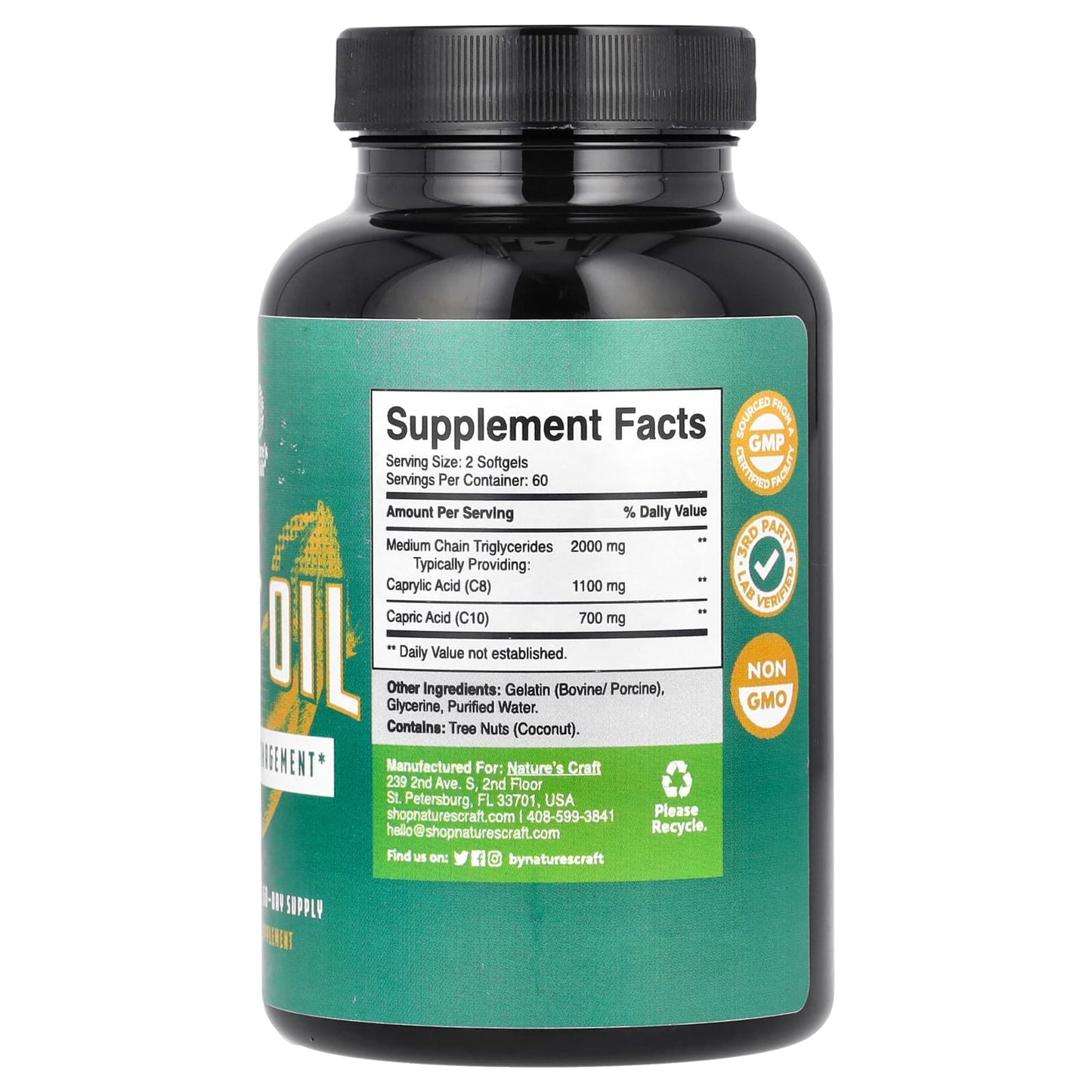 Nature's Craft, MCT Oil, 120 Softgels (1,000 mg per Softgel) - Image 2