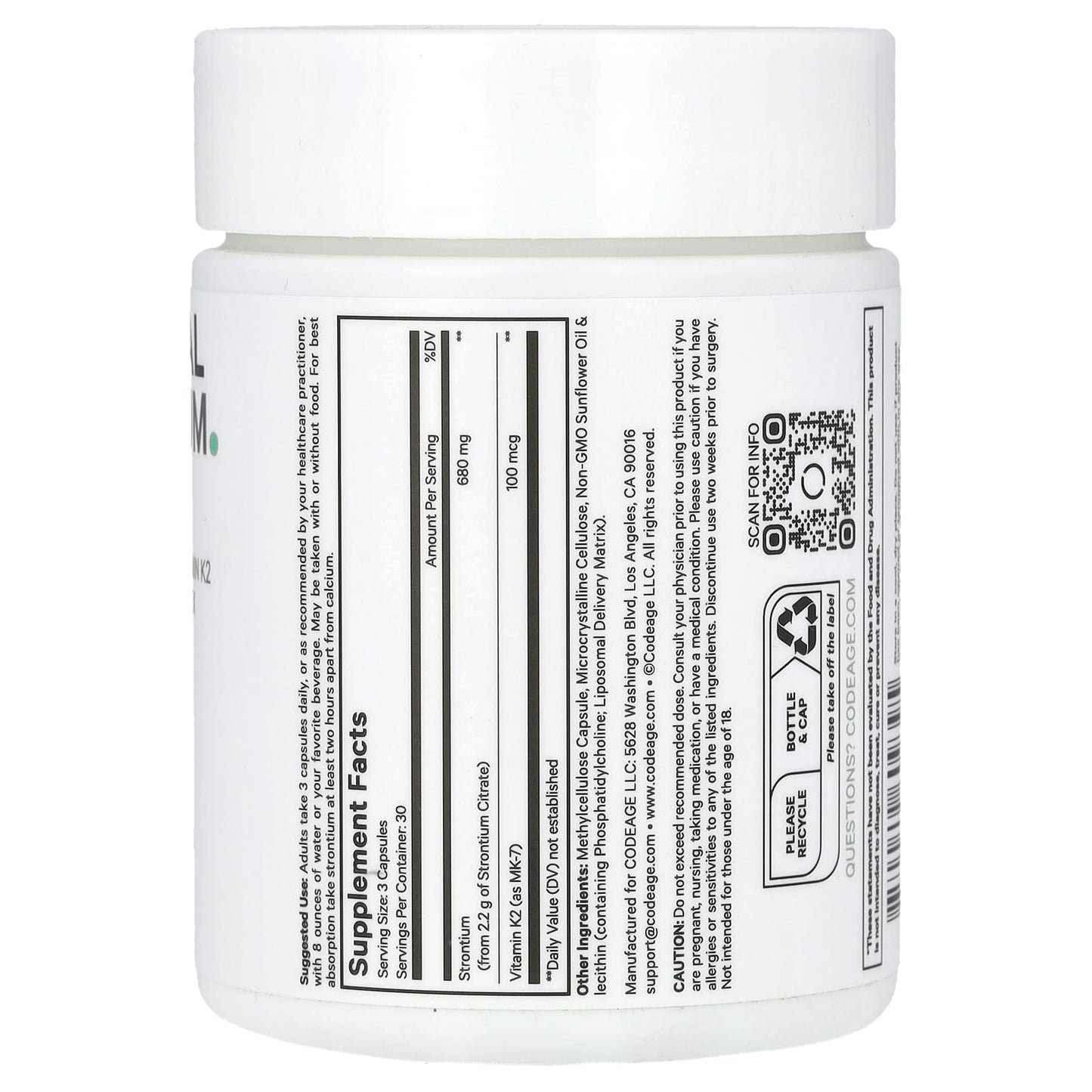 Codeage Liposomal Strontium Supplement for Bone Health & Heart Support - Image 2