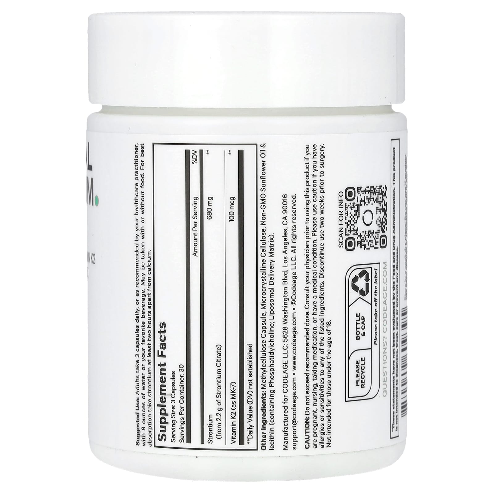 Codeage Liposomal Strontium Supplement for Bone Health & Heart Support - Image 2