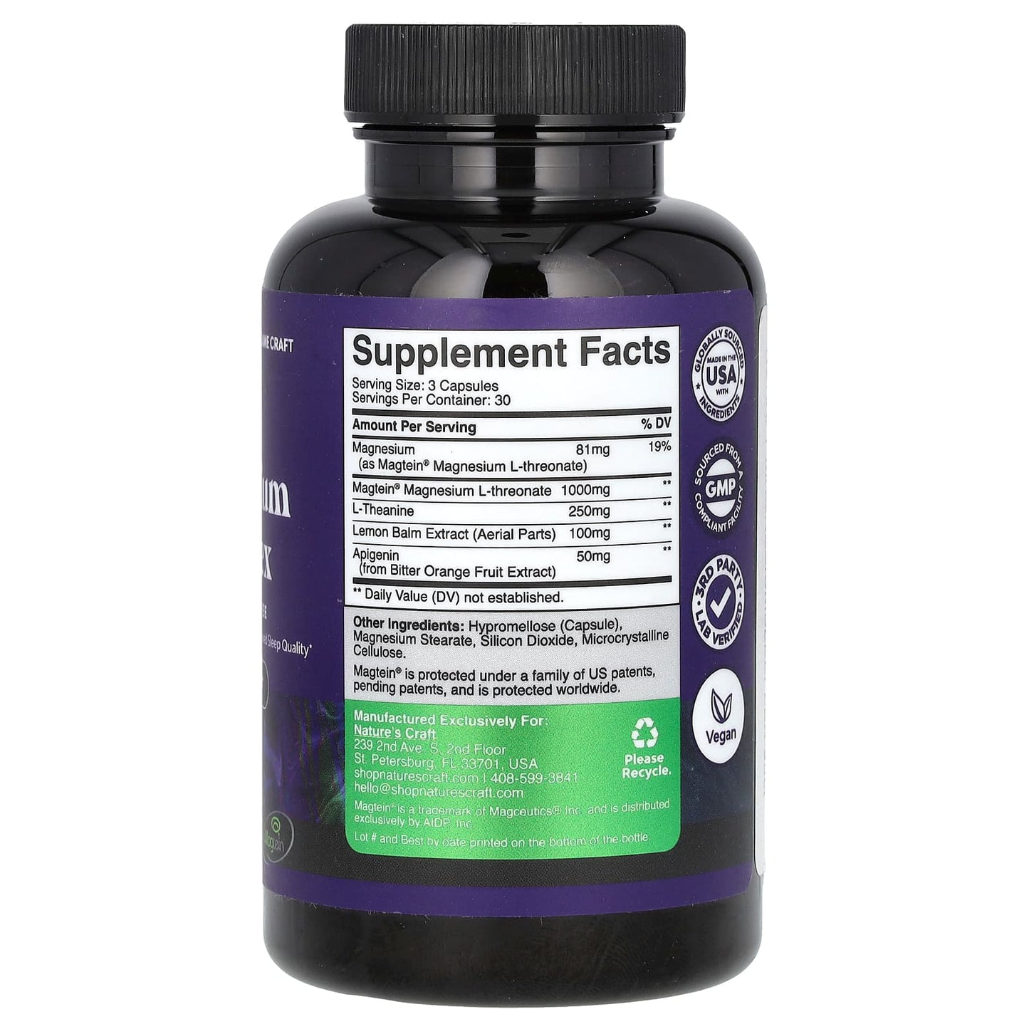 Nature's Craft, Magnesium Sleeplex, Melatonin-Free, 90 Capsules - Image 2