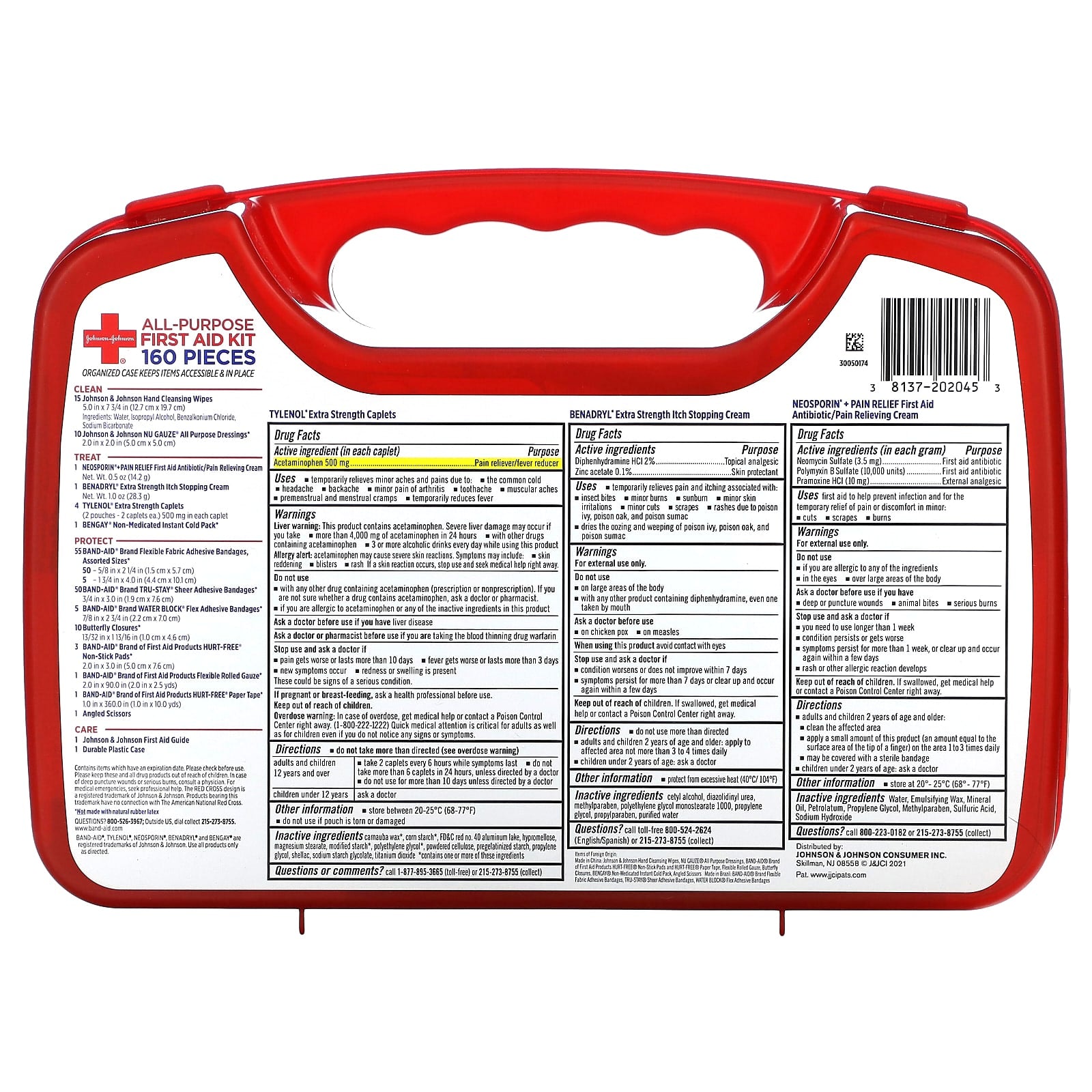 Johnson & Johnson All-Purpose First Aid Kit - 160 Pieces, Complete Care - Image 2