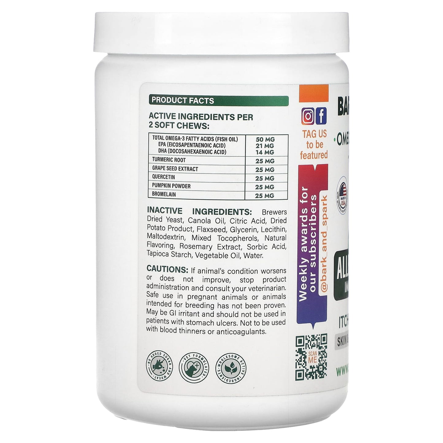 Bark&Spark Allergy Relief Chews for Dogs - Itchy Skin Support - Image 2