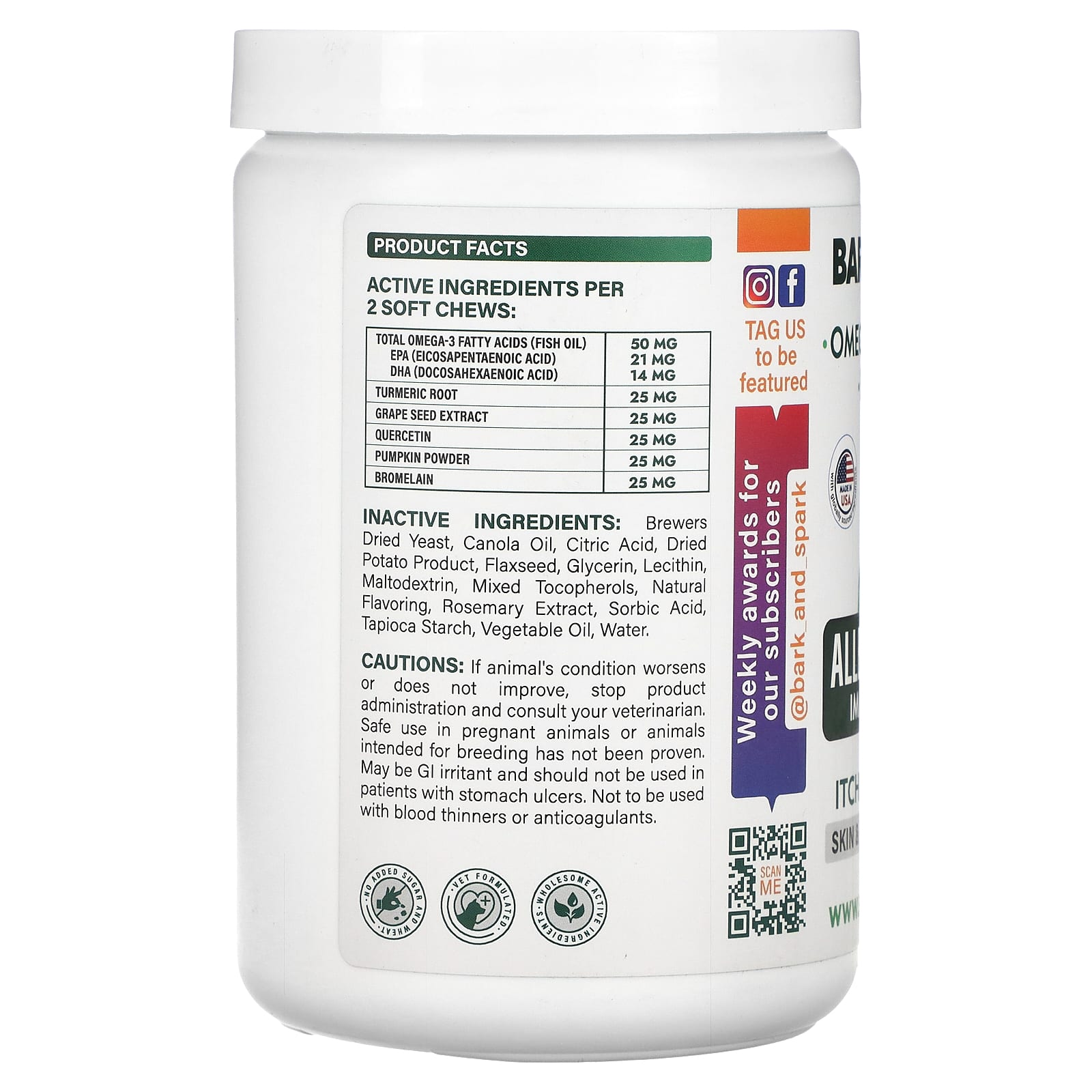 Bark&Spark Allergy Relief Chews for Dogs - Itchy Skin Support - Image 2