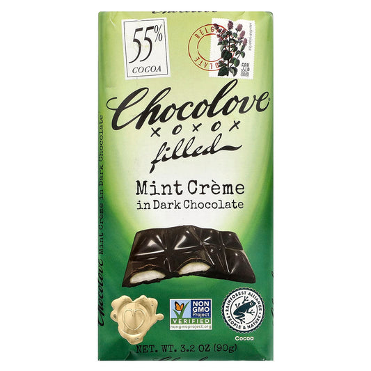 Chocolove, Filled Mint Creme in Dark Chocolate, 55% Cocoa, 3.2 oz (90 g)