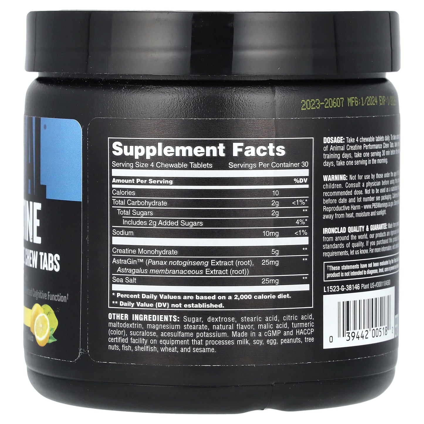 Animal Creatine Performance Chew Tabs - Lemon Ice, 120 Tablets - Image 2