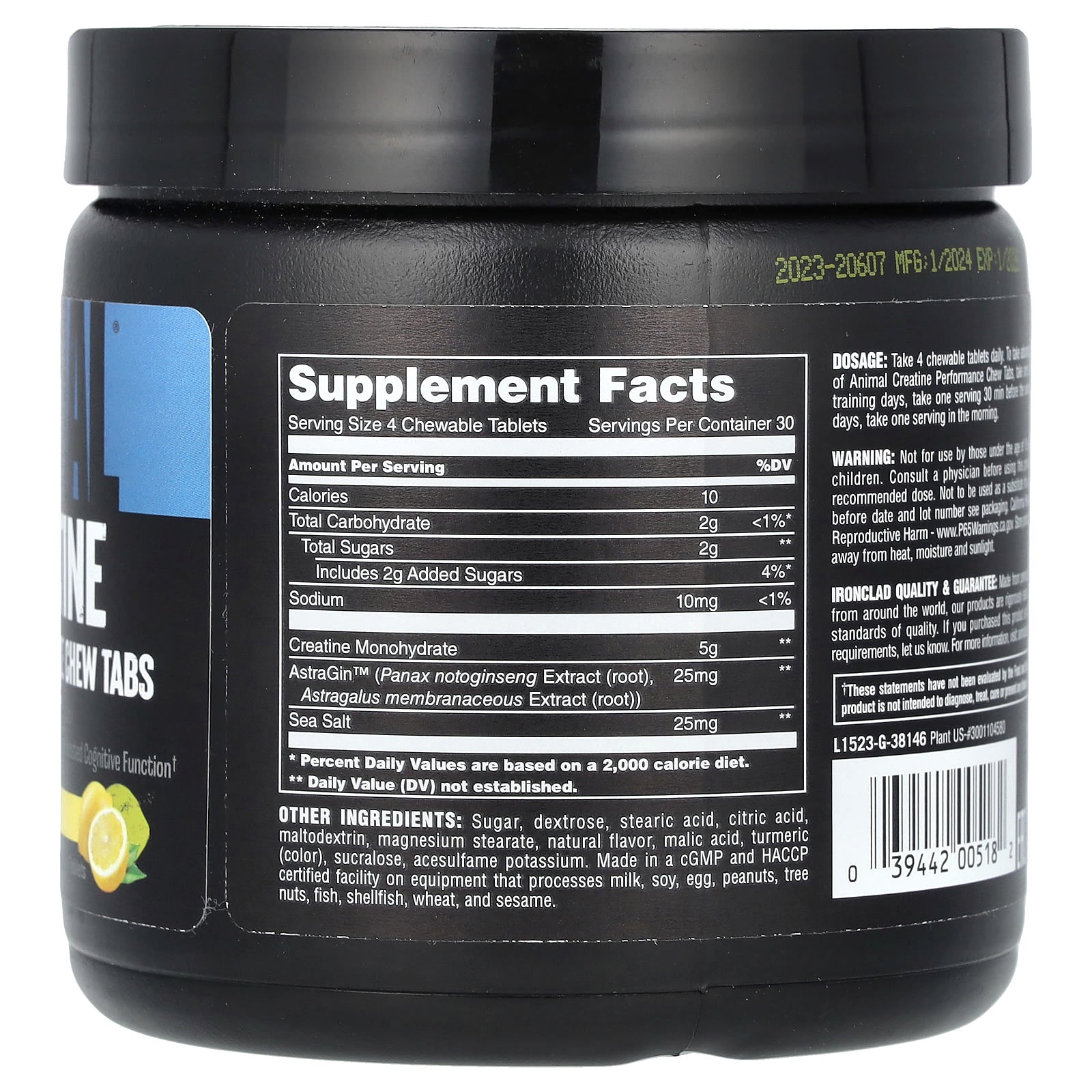 Animal Creatine Performance Chew Tabs - Lemon Ice, 120 Tablets - Image 2