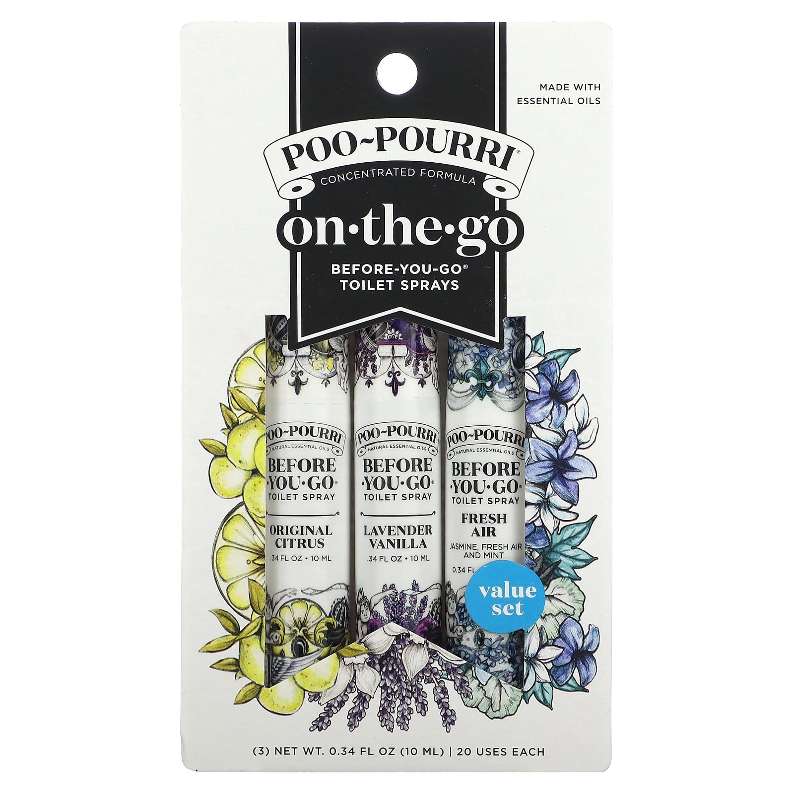 Poo-Pourri, On-The-Go, Before-You-Go® Toilet Sprays, Value Set, 3 Sprays, 0.34 fl oz (10 ml) Each - Image 2