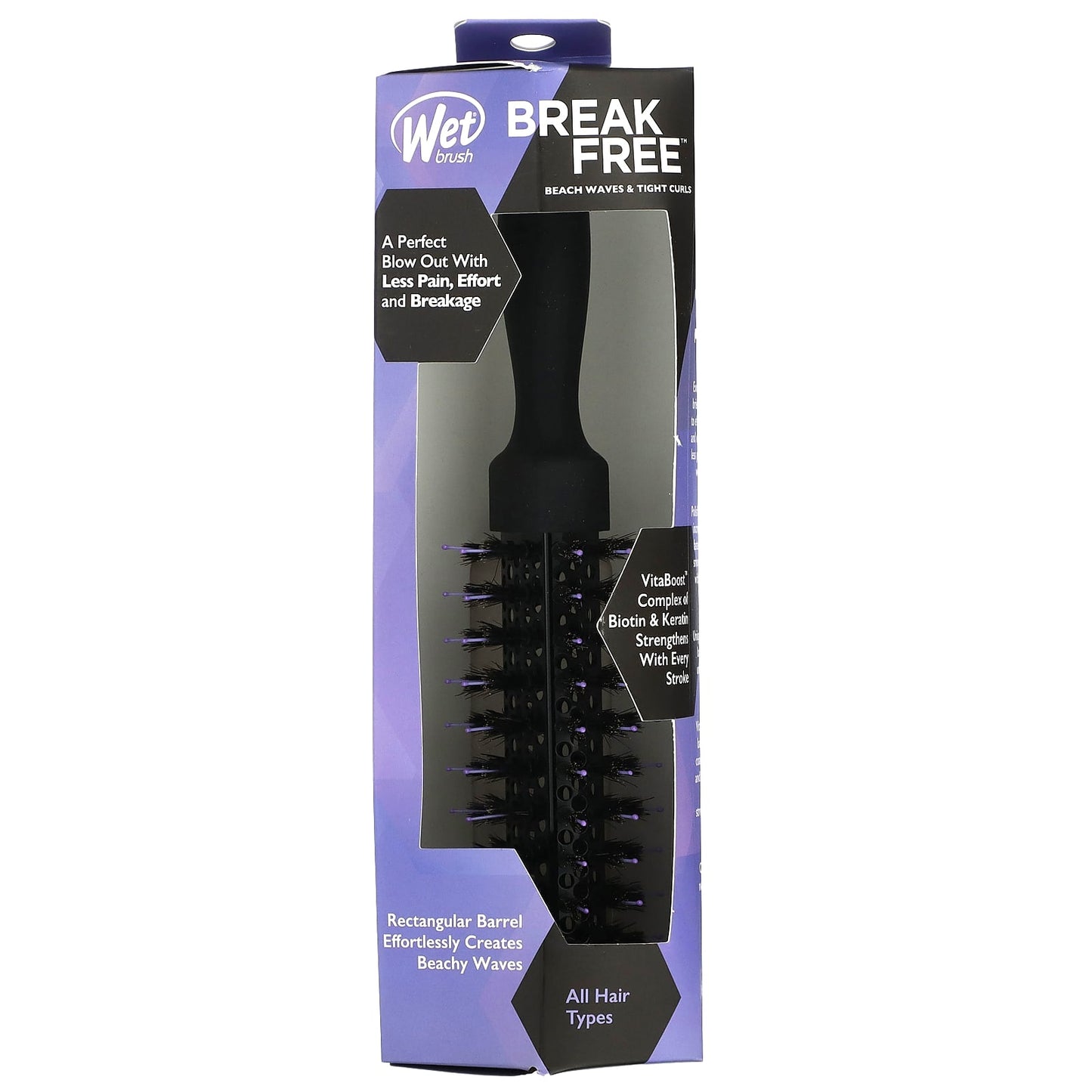 Wet Brush, Break Free, Beach Waves & Tight Curls Round Brush, Black, 1 Brush - Image 2