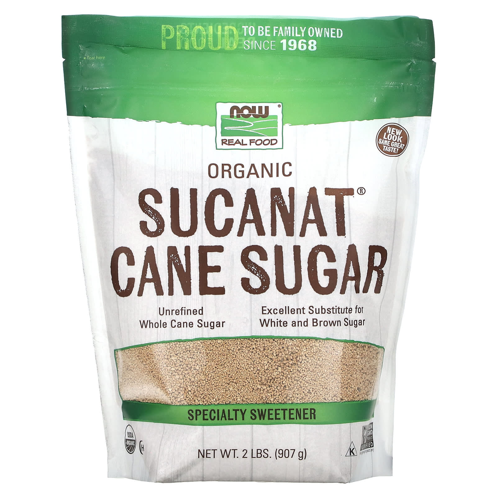 NOW Foods, Real Food, Organic Sucanat Cane Sugar, 2 lbs (907 g) - Image 1