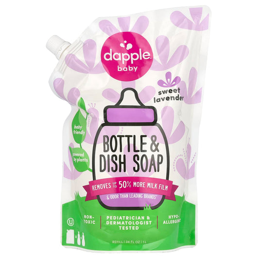 Dapple Baby Sweet Lavender Bottle & Dish Soap Refill, Baby Friendly, 34 fl oz - Image 1