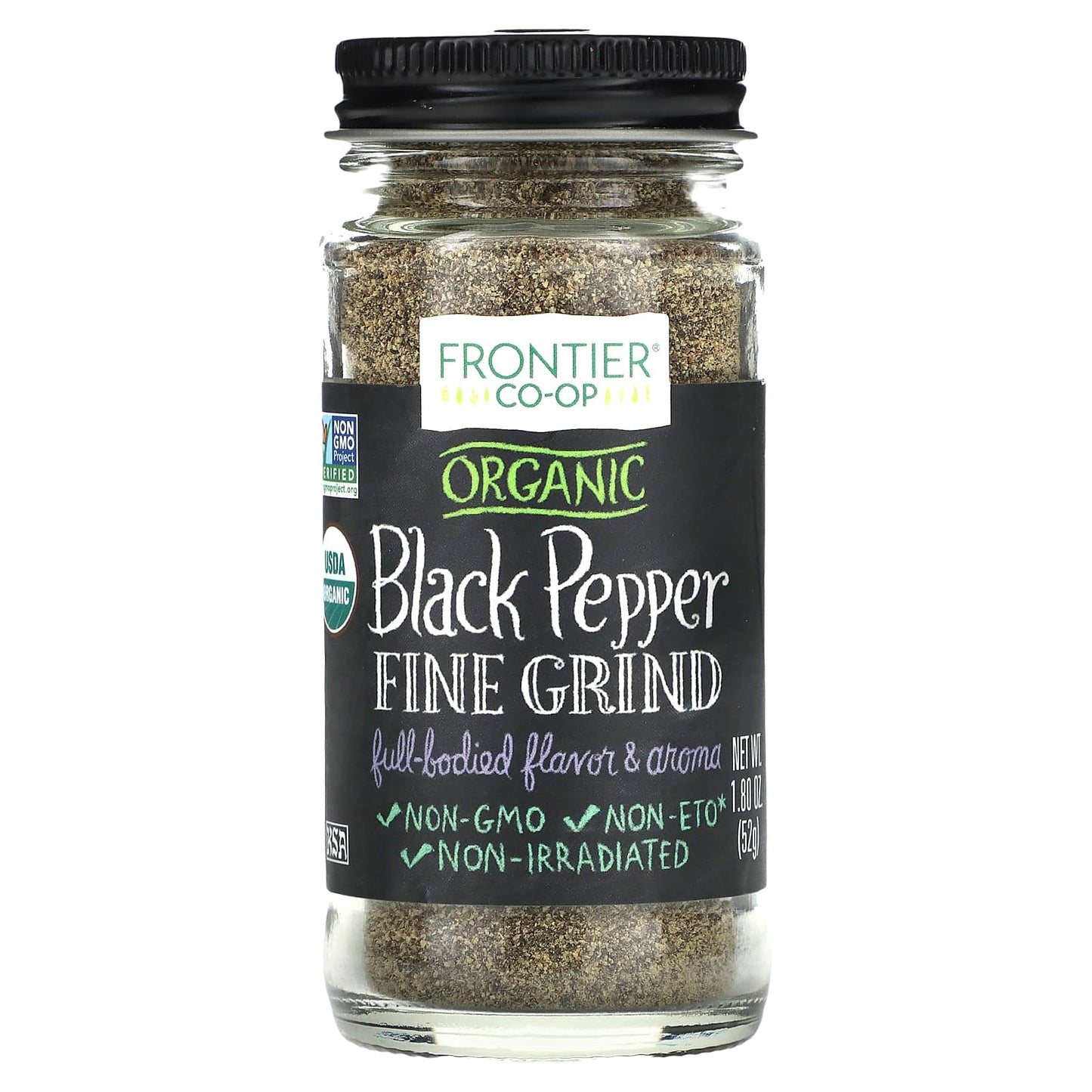 Organic Black Pepper Fine Grind by Frontier Co-op, 1.80 oz (52 g) - Image 1