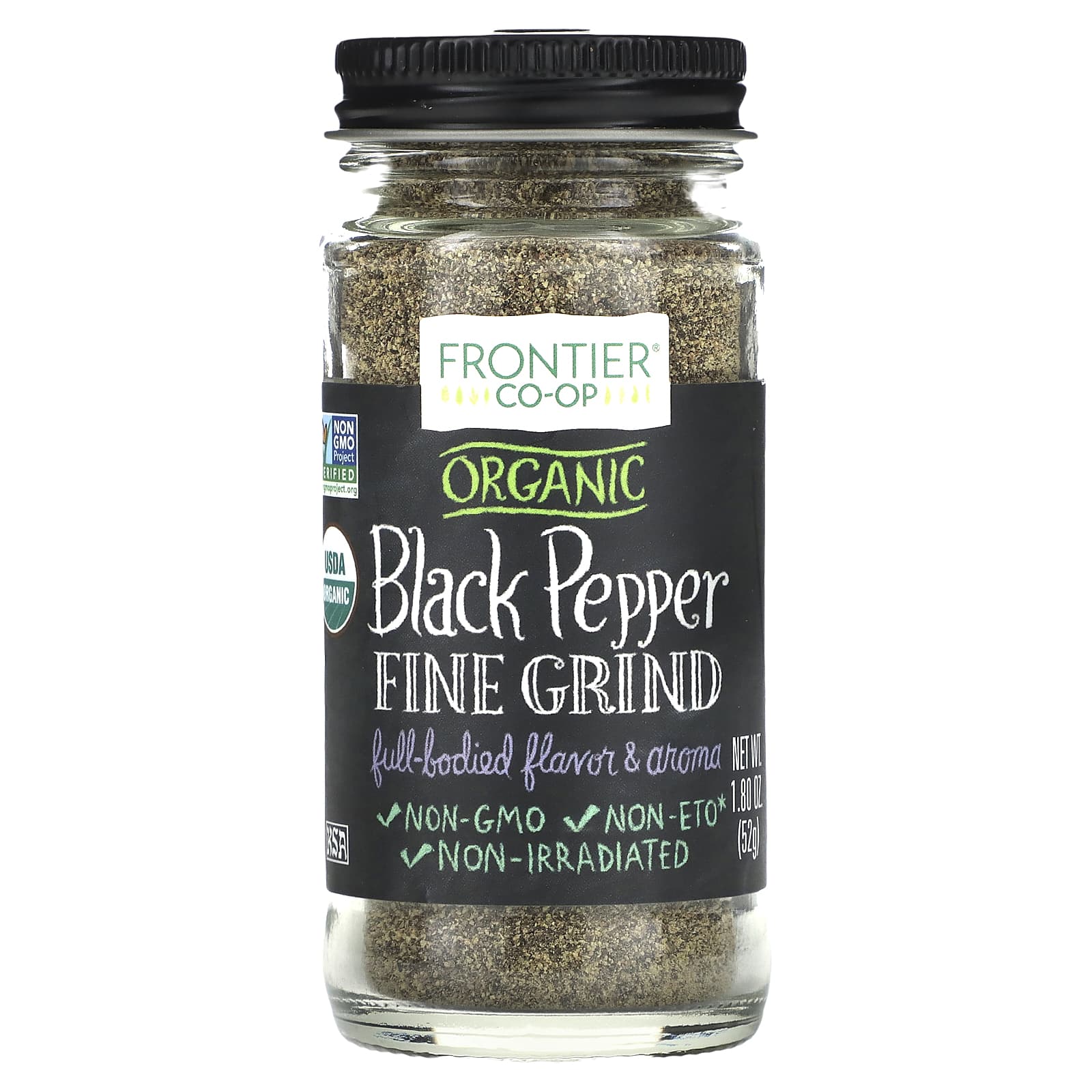 Organic Black Pepper Fine Grind by Frontier Co-op, 1.80 oz (52 g) - Image 1