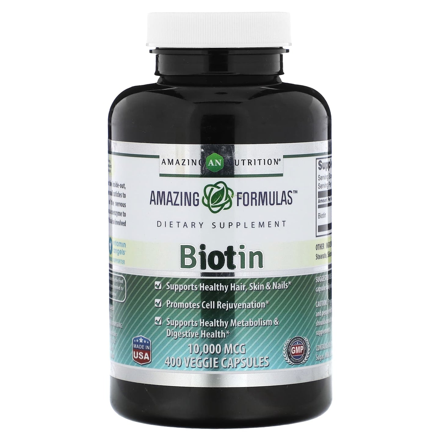 Biotin Hair Skin Nail Support - 400 Veggie Capsules - Image 1
